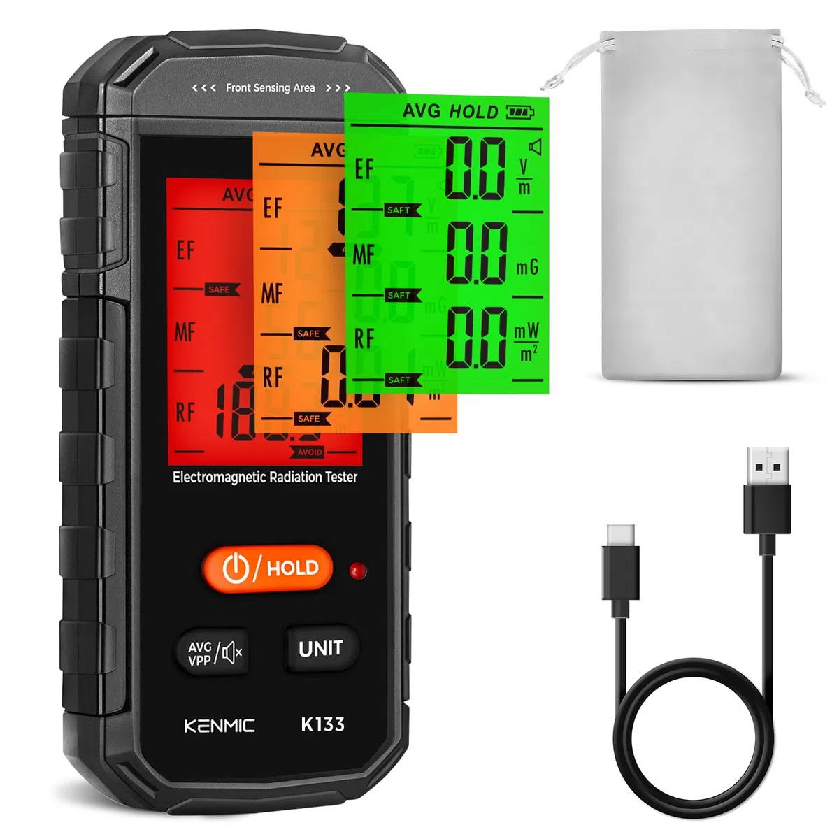 EMF Messgerät, 3-in-1 EMF Meter EF/MF/RF Tragbarer Elektromagnetischer Feld Strahlungs Detektor für EF, RF, MF, WiFi Signal, Passend für Zuhause, Büro EMF Inspektionen und Geisterjagd