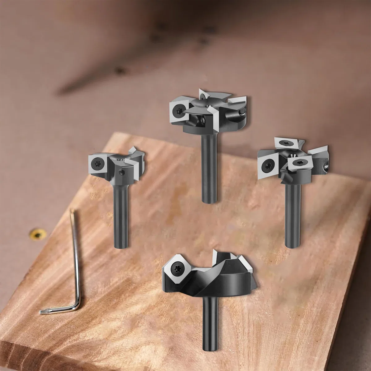 SpeTool Planfräser 8mm Schaft 38,1mm Durchmesser Präziser Flächenfräser mit VHM Wendeplatten 3 Flöten CNC Planfräser für Oberfräse 8mm Wendeplattenfräser holz Abflachfräser Oberflächenbit