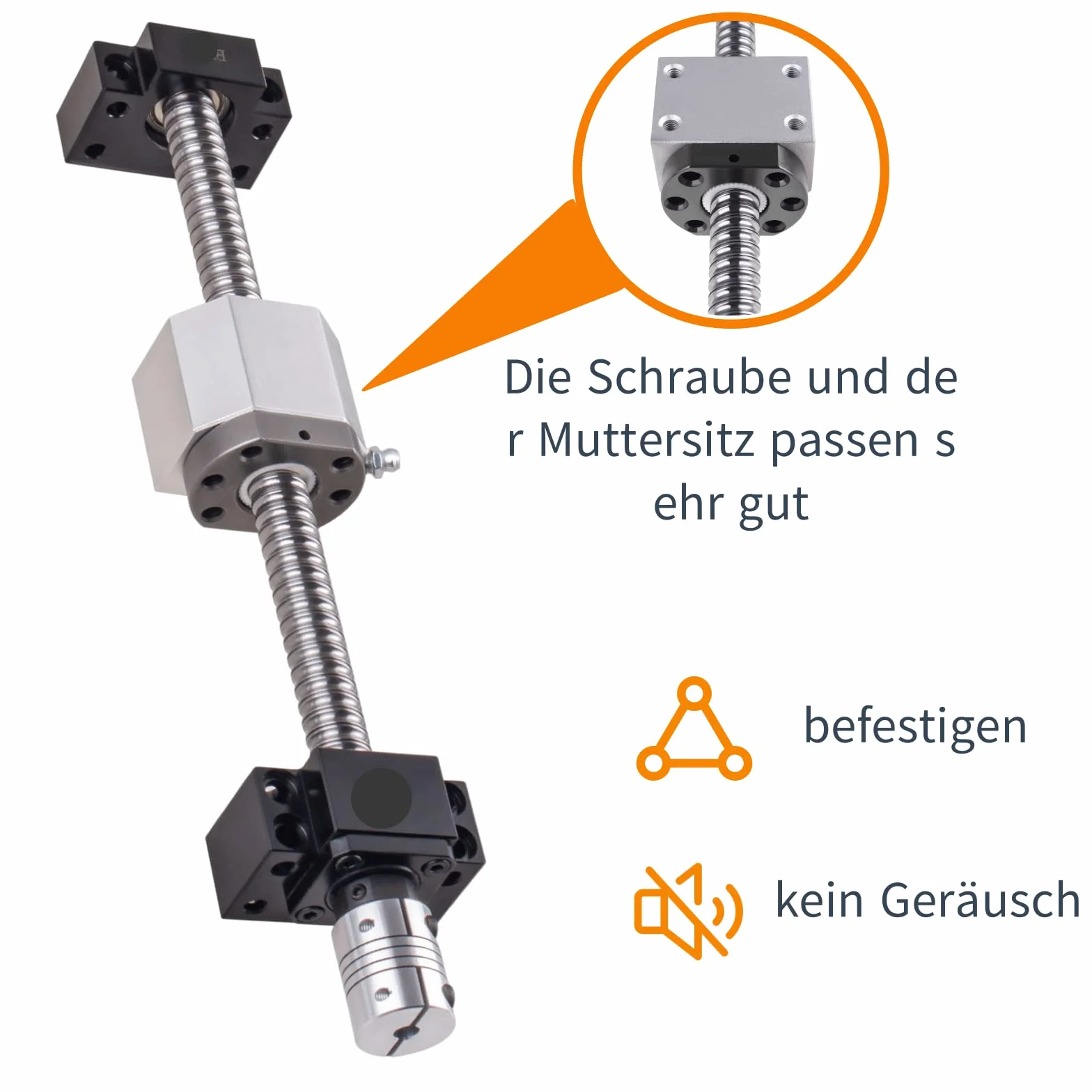 SFU1605 Kugelumlaufspindel 1050mm Gewindespindel Edelstahl Kugelumlaufspindel