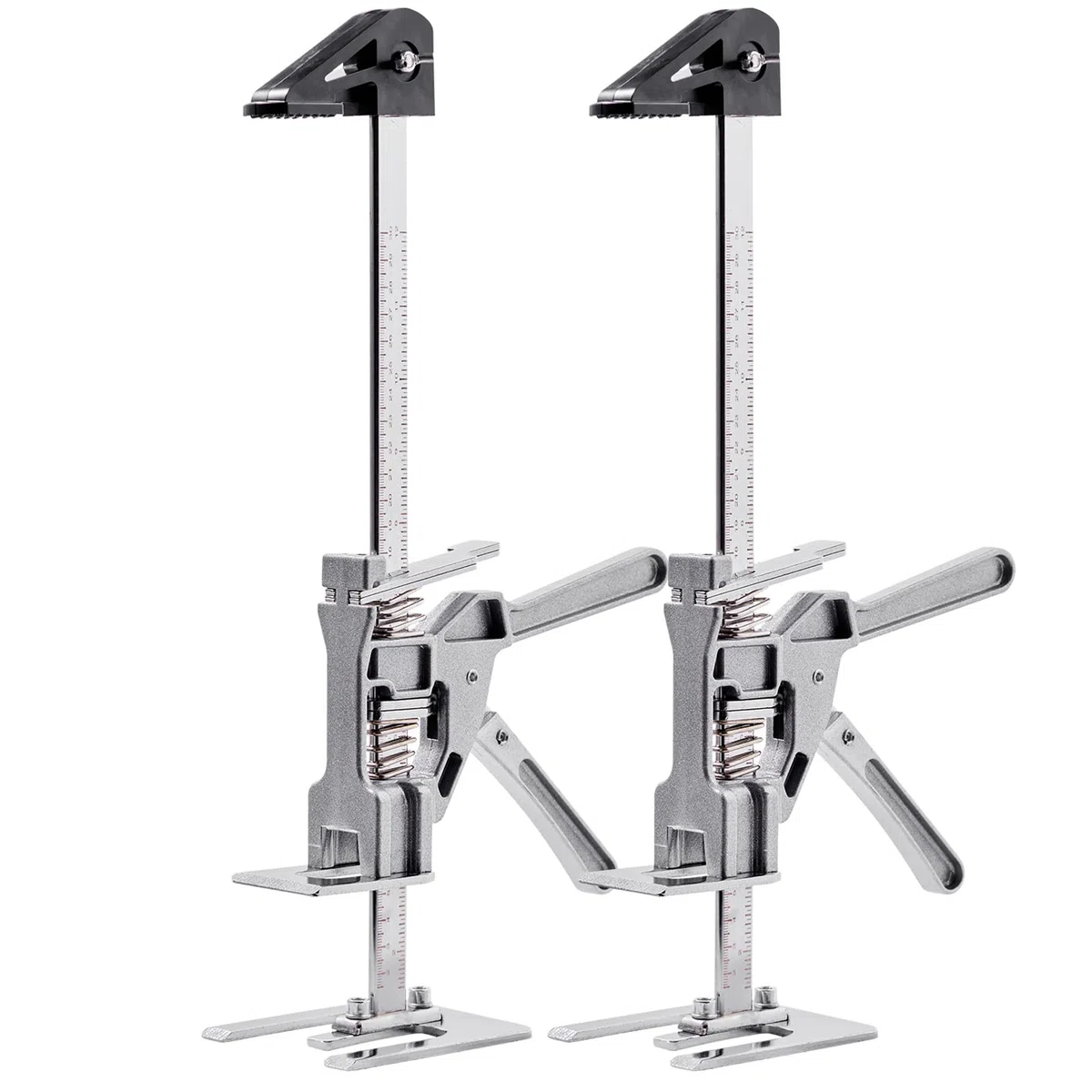 VEVOR arbeitssparender Armwagenheber 2 STK. 100 kg Tragkraft, Heben bis zu 18 cm, Handhebewerkzeug mit magnetischer Wasserwaage, höhenverstellbar, für Türen Fenster Möbel Holzbearbeitung, Silber