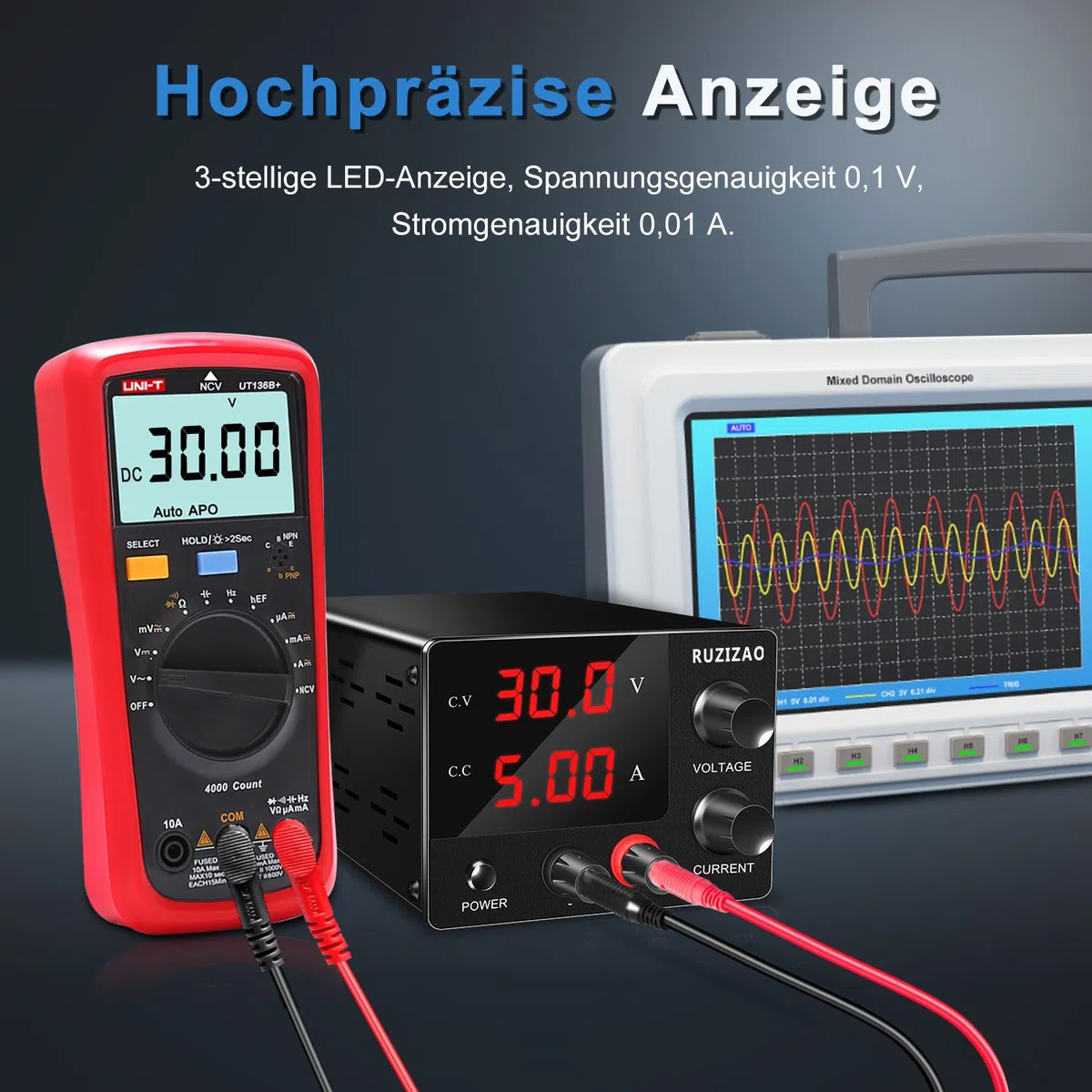 Labornetzteil 0~30V 0~5A 150W, Labornetzgerät mit 3 Stelliger LED Anzeige, Einstellbares Schaltnetzteil Upgrade Geberknopf, Mini Labornetzteil Regelbar