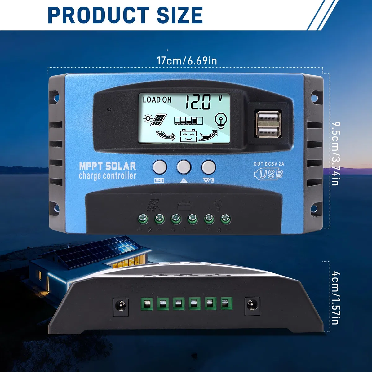 Yoving 100A MPPT Laderegler Solar Wasserdichter Solarladeregler für 12V/24V Solaranlagen - LCD Display (Solarpanel, Batterie, Wohnmobil)