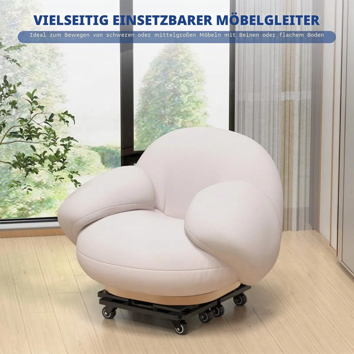 Ronlap 2er Transportroller Möbelroller Tragkraft bis 400 kg Rollbrett Umzugshelfer Erweiterbar, mit 4 elastischen Seilen, Schwarz