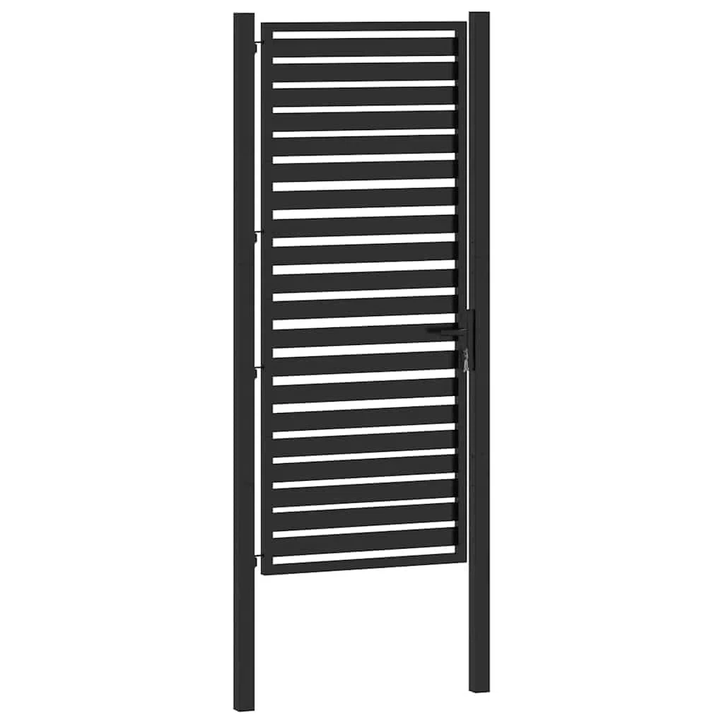 Refined Gartentor Abschließbar Schwarz Zauntor Zauntür Aluminium Gartentür Metall 100x200 cm Aluminium
