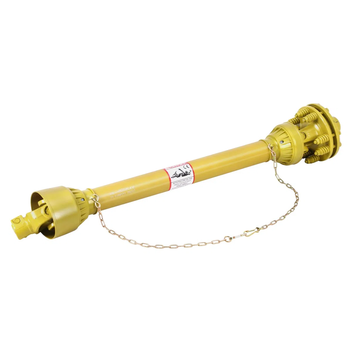Serie 4 Zapfwelle Gelenkwelle mit Rutschkupplung, 1 3/8 Zoll 6 Zahn beidseitig, Teleskop 109–145 cm, Einsatzgehärteter Stahl, für Traktor Mulcher Kreiselmäher Sichelmäher, Schwerlast PTO Welle Gelb