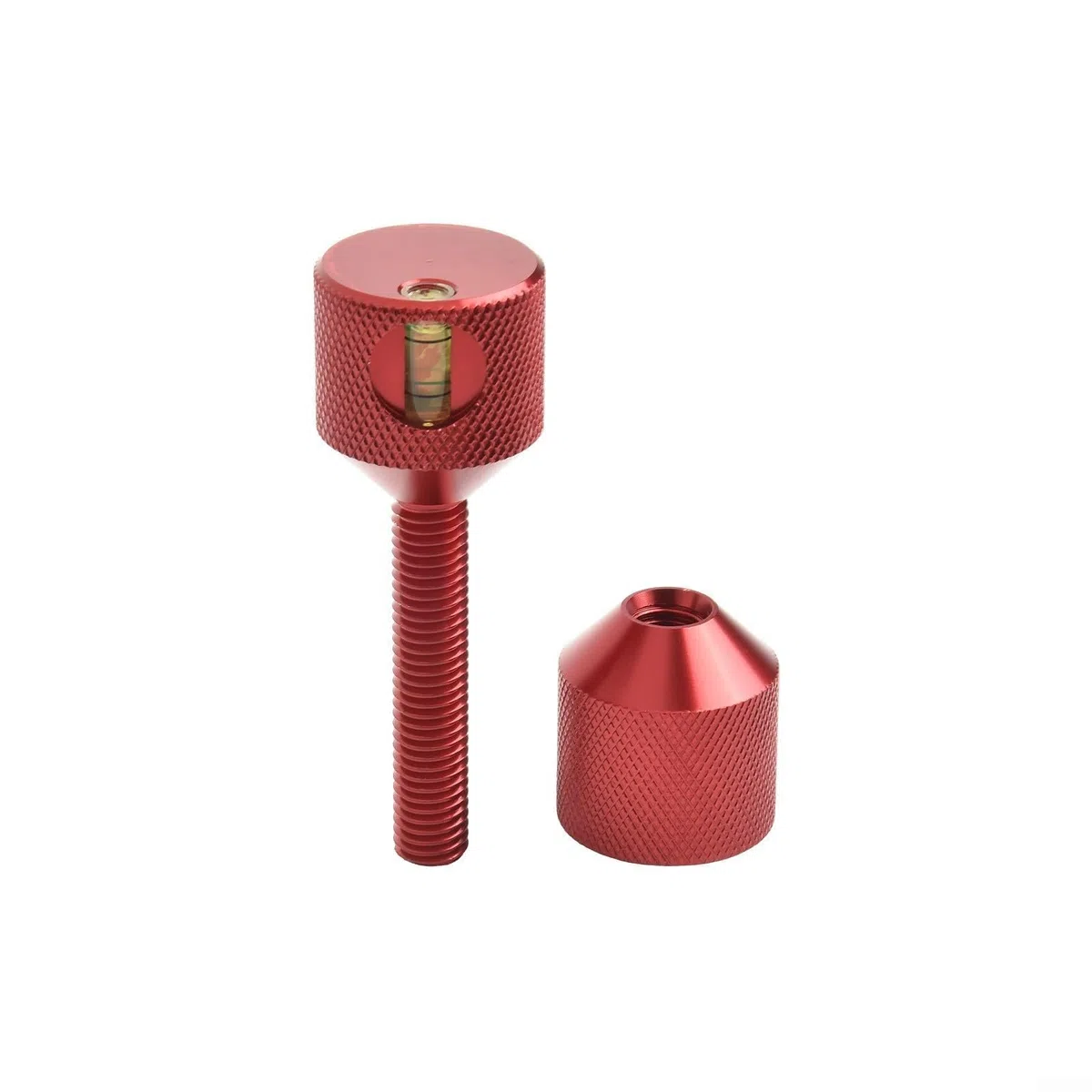 Aluminium-Flansch-Positionierungsstift-Set mit integrierter Wasserwaage, Zwei-Loch-Ortungswerkzeug für 3,8 cm Rohrausrichtung (rot, 4 Stück)