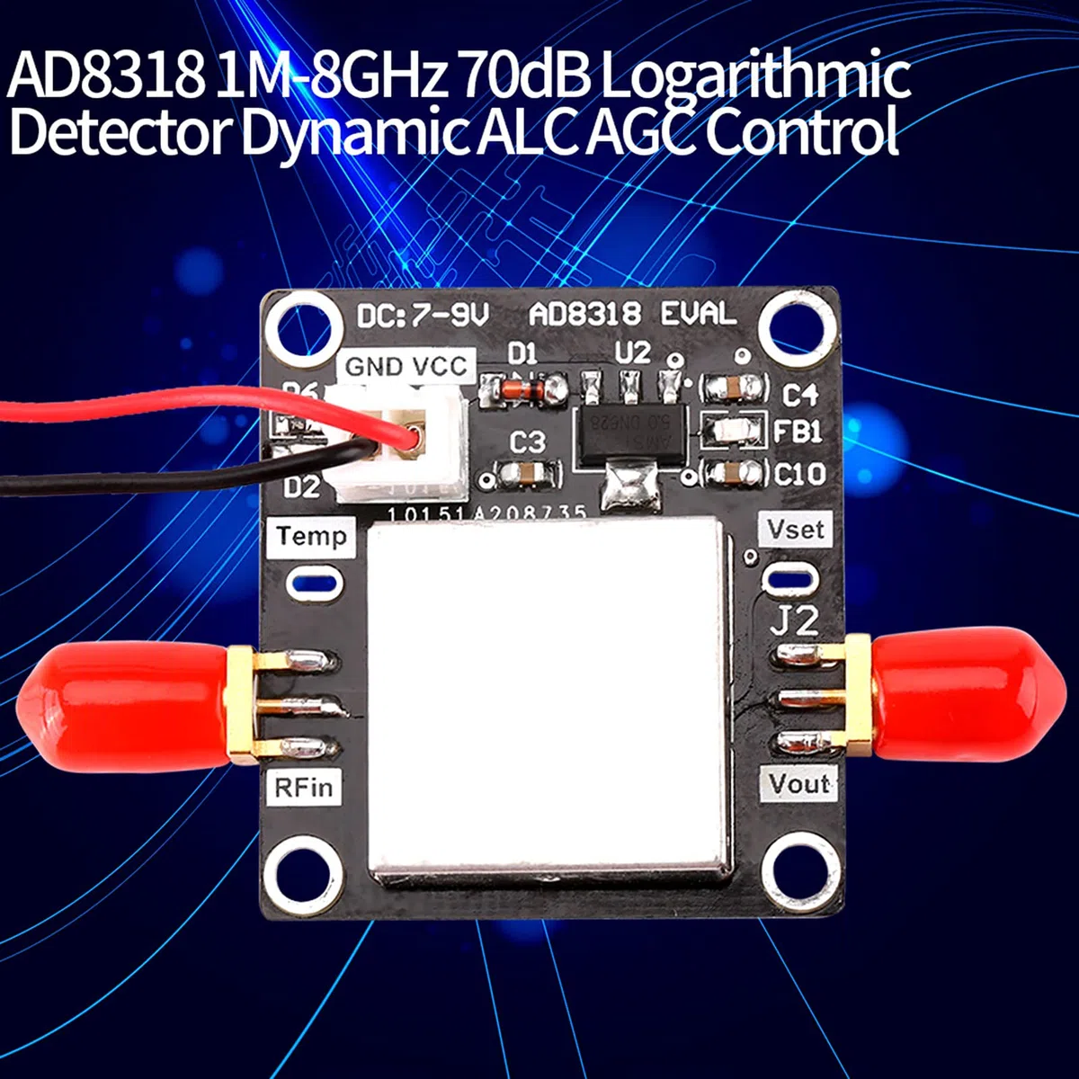 Logarithmischer Detektor Modell AD8318 1 MHz–8 GHz 70 dB Dynamische ALC/AGC-Regelung Leistungsmesser Logarithmischer Regler für WLAN, WiMAX und Radargeräte