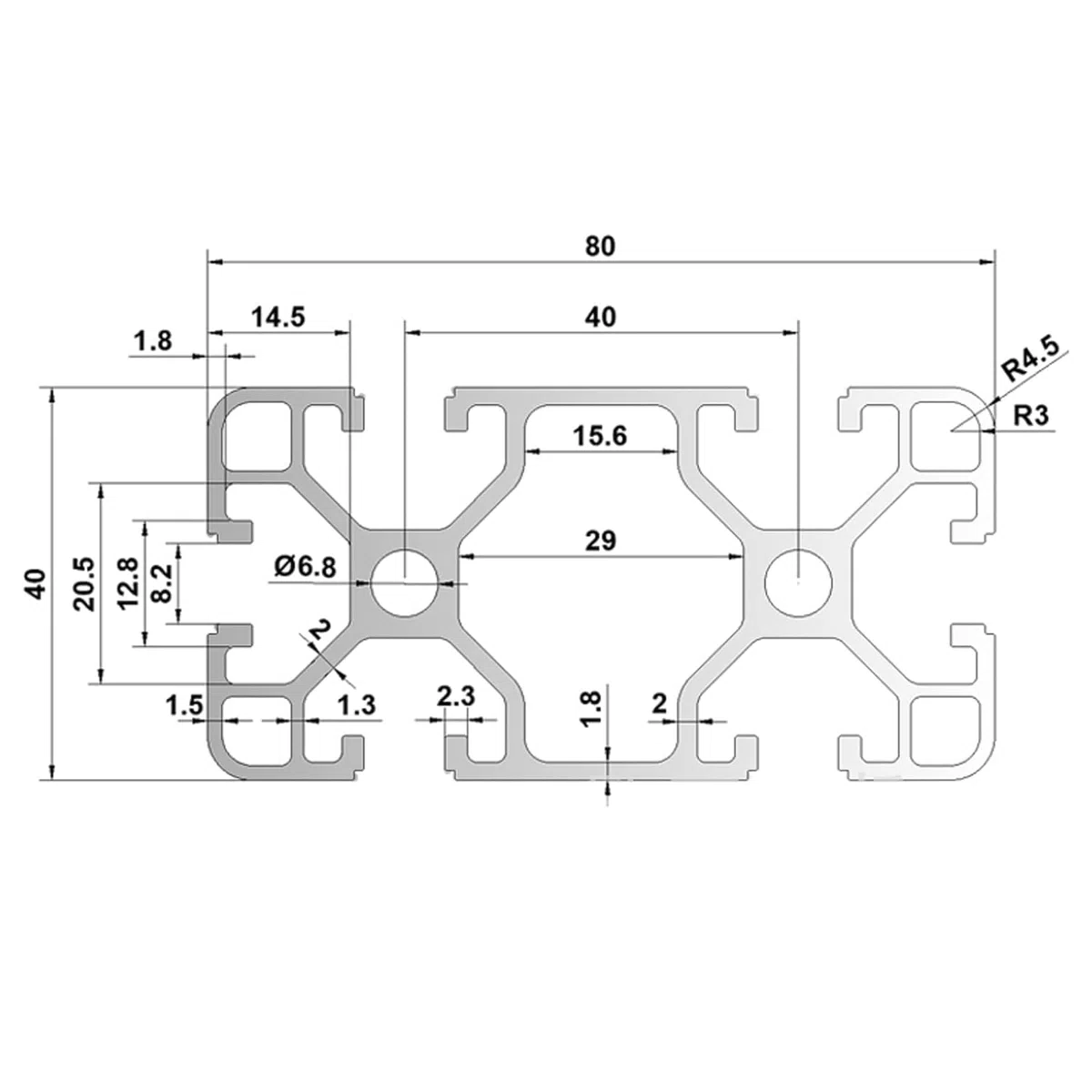 AluProfil 4080 Alu Profil 580mm T Typ Schwarz Aluminium Profile 40x80 Europäischer Standard Eloxierte Linearschiene Extrusion 1 Stück, für DIY 3D Drucker und CNC