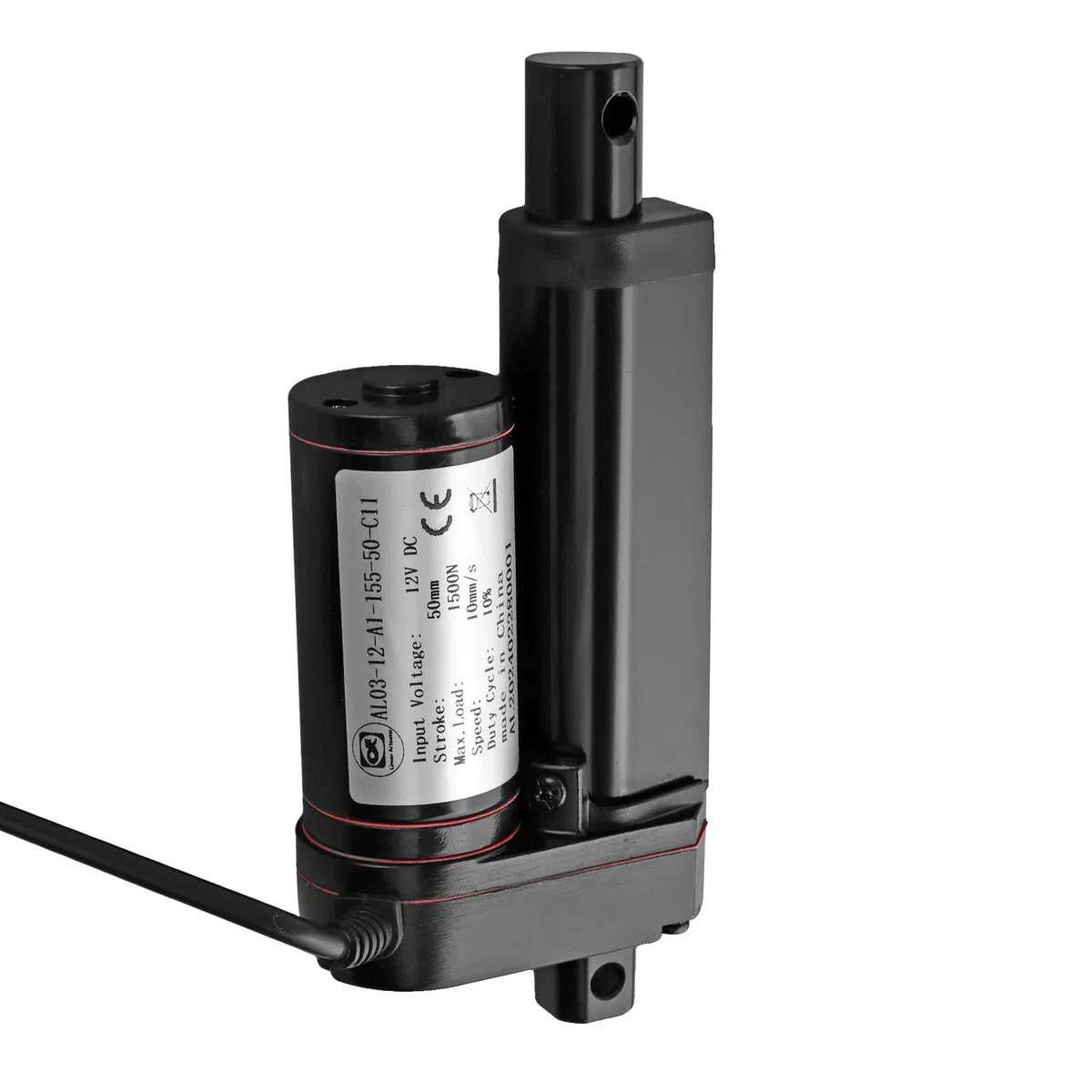 1500N 50mm Linearmotor 10mm/s, 12v DC Linear Actuator Motor Elektro Zylinder Schubstangenmotor für Auto,Möbel,RV,Türöffner,Industrielle Landwirtschaft, Gefäße usw (Schwarz 50mm)