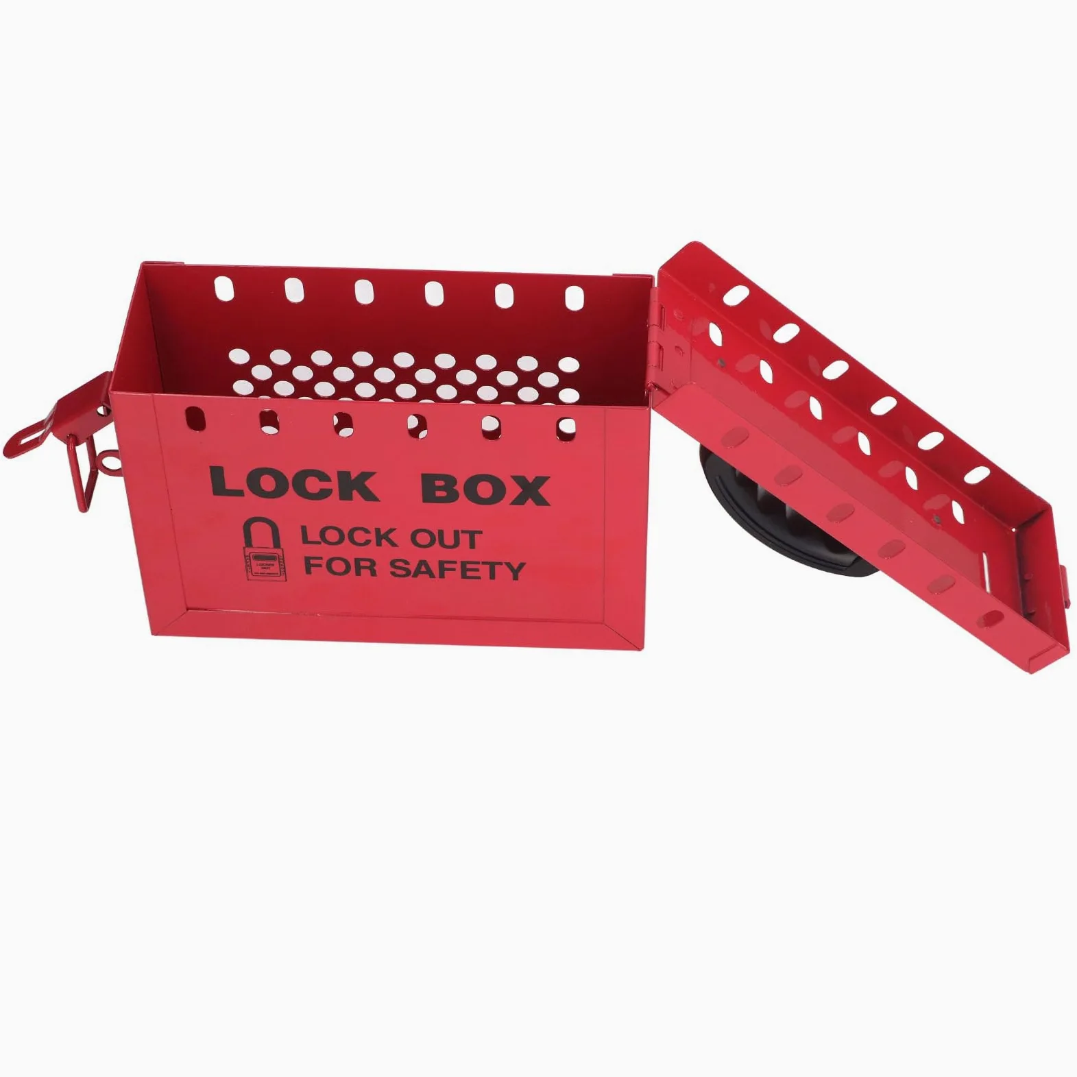 Lockout-Tagout-Gruppen-Schließkasten, Tragbarer Sicherheits-Lockout-Tagout-Kasten mit Großem Fassungsvermögen, Ergonomischem Metallgriff, Scharnierdeckel und Sichtbarem