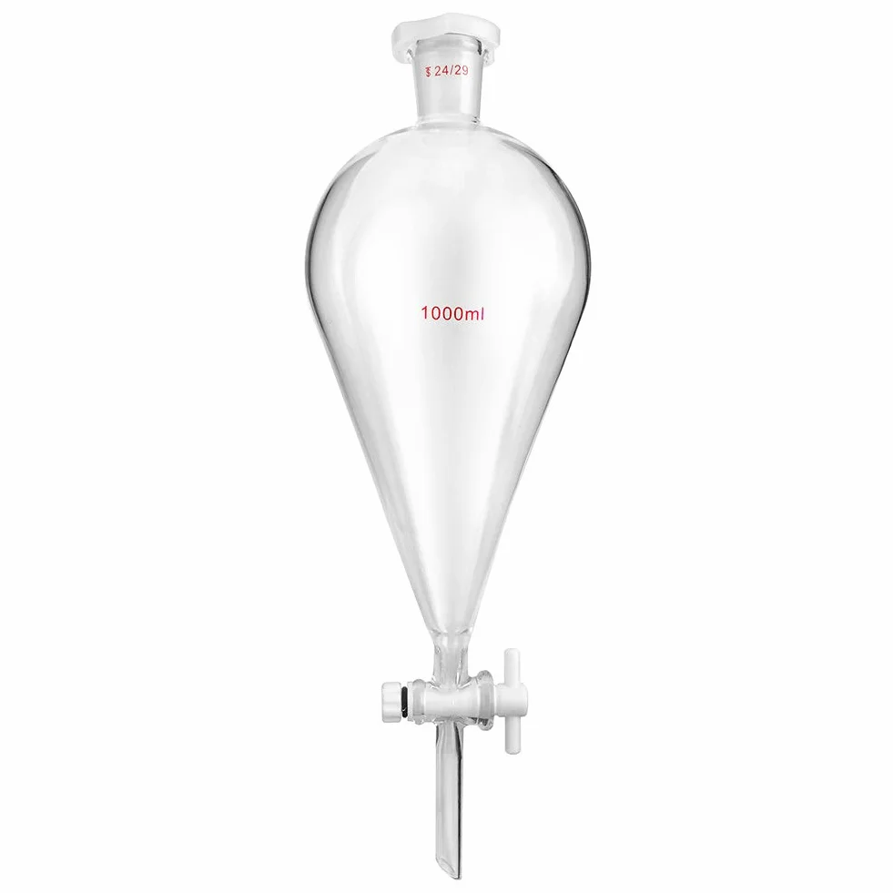 QWORK® Scheidetrichter Glas, Borosilikatglas 1000ml,Separatory Funnel Labortrichter mit Glas Absperrhahn 24/29 Verbinder und PTFE-Absperrhahn