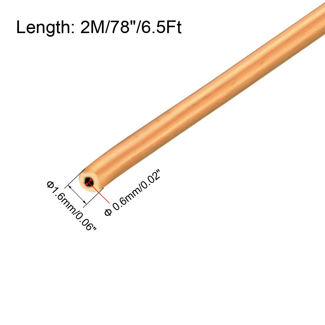 PATIKIL Kältemittelschlauch, weiches Kupferrohr mit Spirale zur Wärmeableitung, 1/16" Außendurchmesser x 1/32" Innendurchmesser x 6,5 Fuß (ca. 1,98 m)