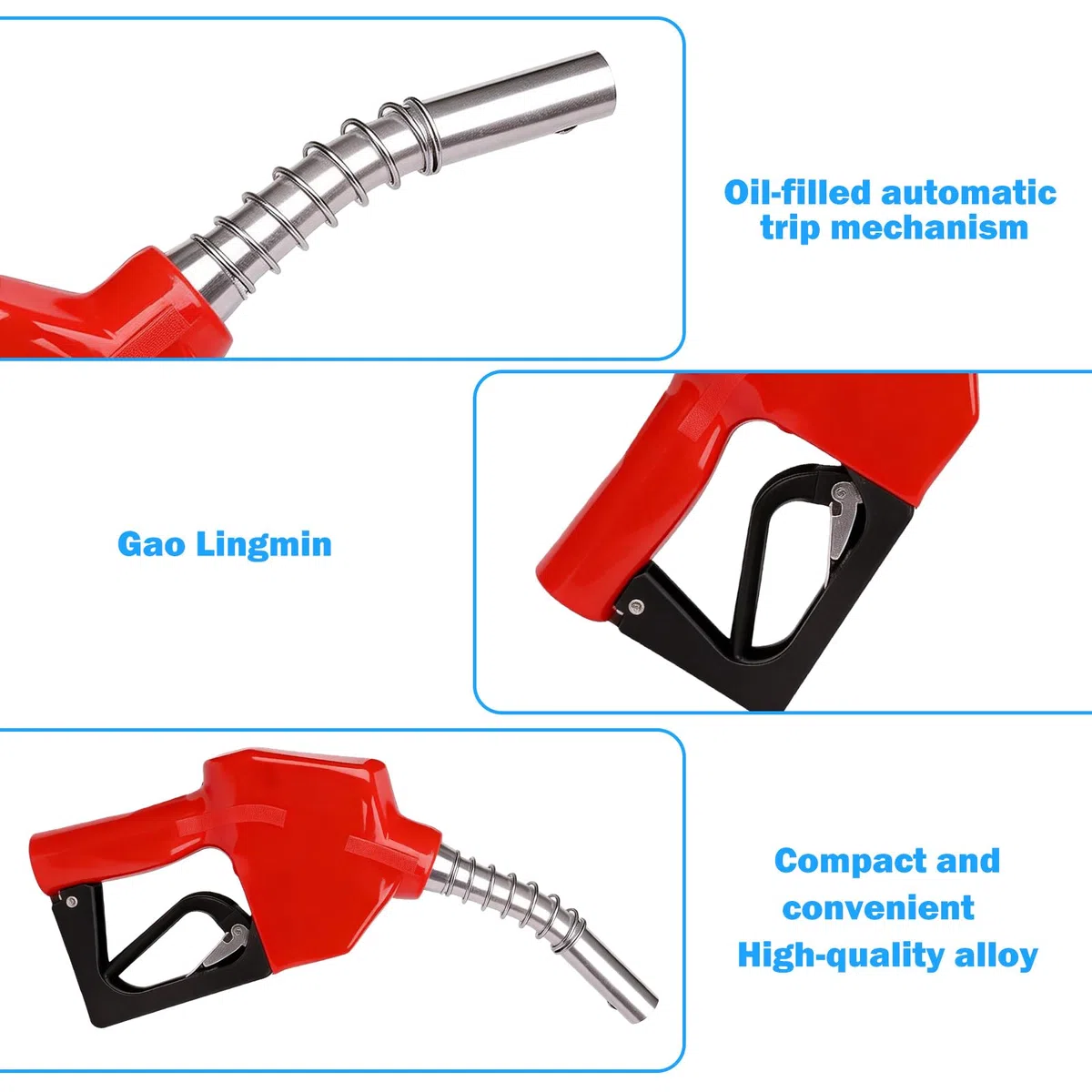 Automatische Diesel Zapfpistole, Automatische Kraftstoffdüse, Aluminiumlegierung Treibstoff Pistole Zapfpistole Mit Automatischer Abschaltung Für Benzin, Diesel, Kerosin (Rot)