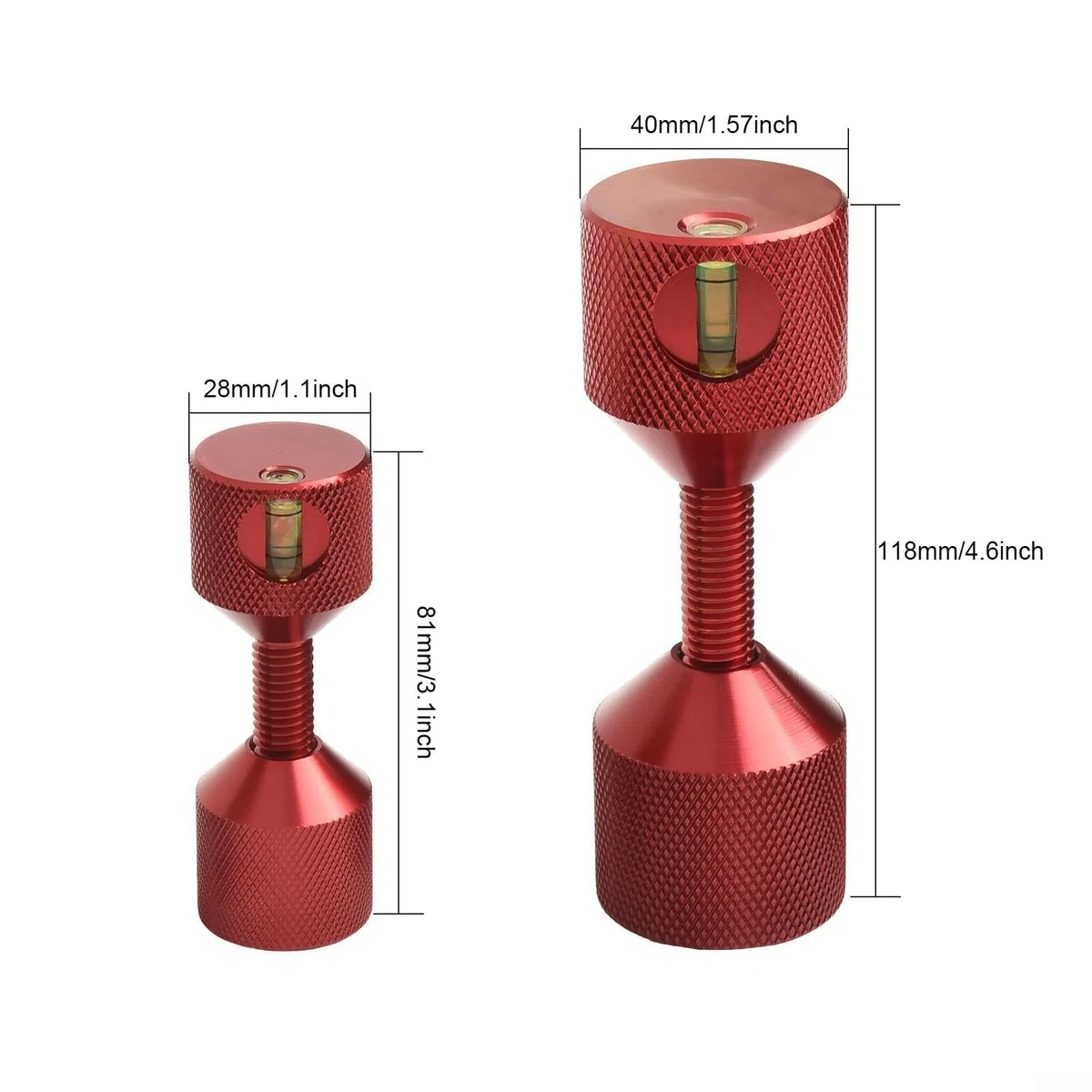 Aluminium-Flansch-Positionierungsstift-Set mit integrierter Wasserwaage, Zwei-Loch-Ortungswerkzeug für 3,8 cm Rohrausrichtung (rot, 4 Stück)
