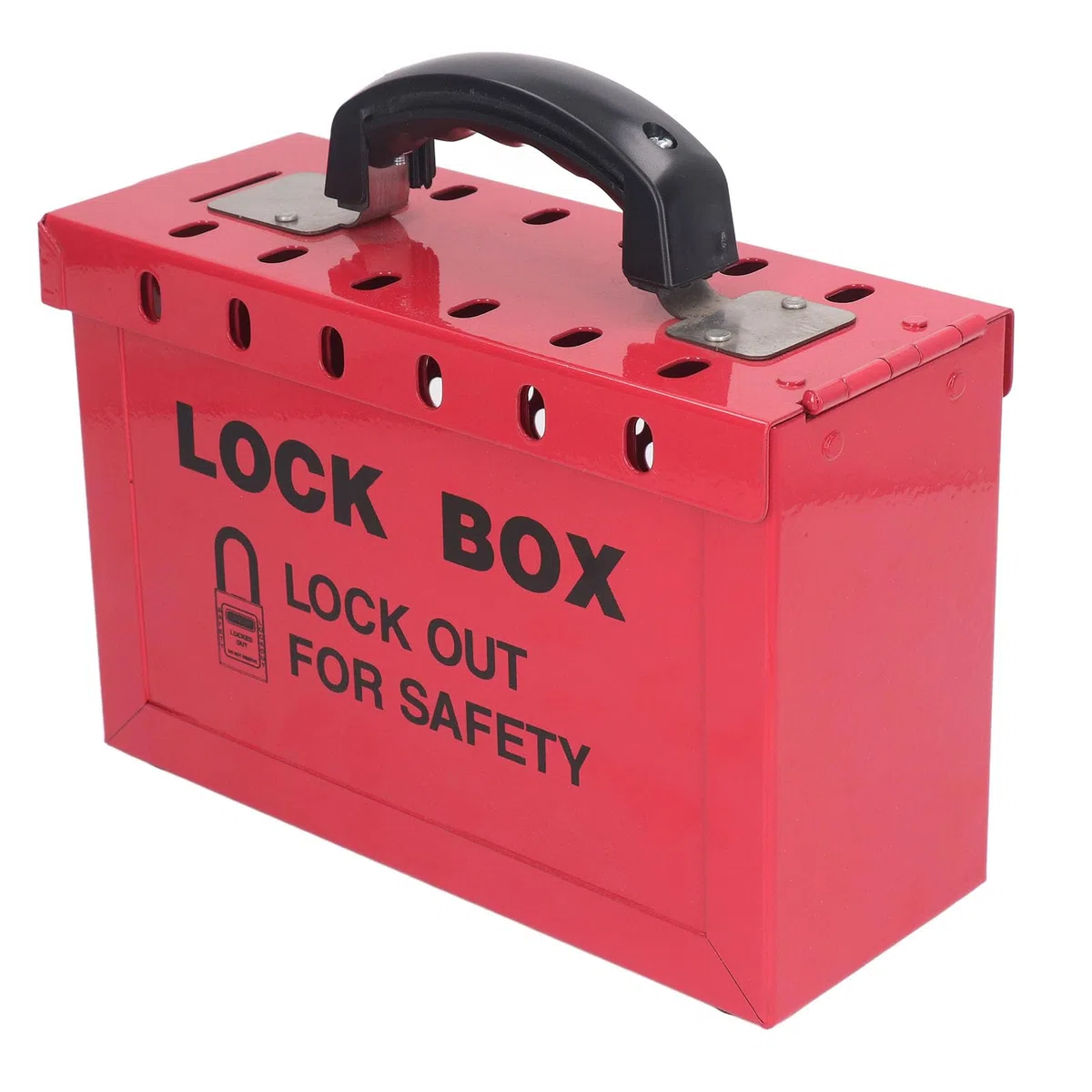 Lockout-Tagout-Gruppen-Schließkasten, Tragbarer Sicherheits-Lockout-Tagout-Kasten mit Großem Fassungsvermögen, Ergonomischem Metallgriff, Scharnierdeckel und Sichtbarem