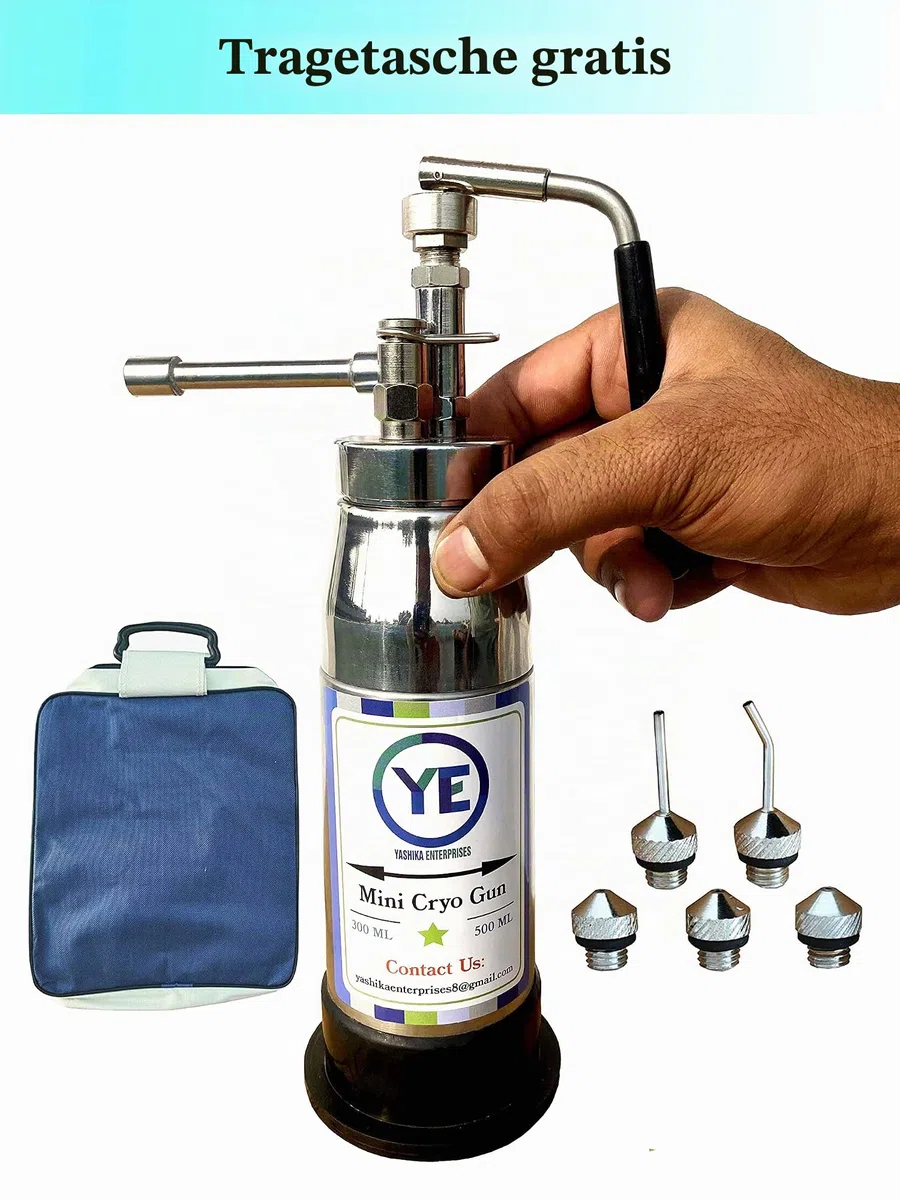 Mini Cryo Gun Flüssiger Stickstoff Spray 300ml 5 Gefrierköpfe Mini Cryo Gun CO2 Fester leerer Tank