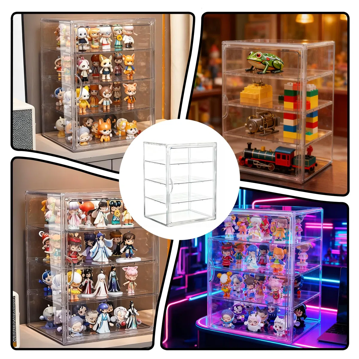 40×30×25 cm 4 Schichten Acryl-Thekenvitrine: Groß Transparente Brotbox, Transparentes PET Material Gebäckvitrine, Magnetische Türfunktion, Acryl Brotkasten für Küche und Aufbewahrung