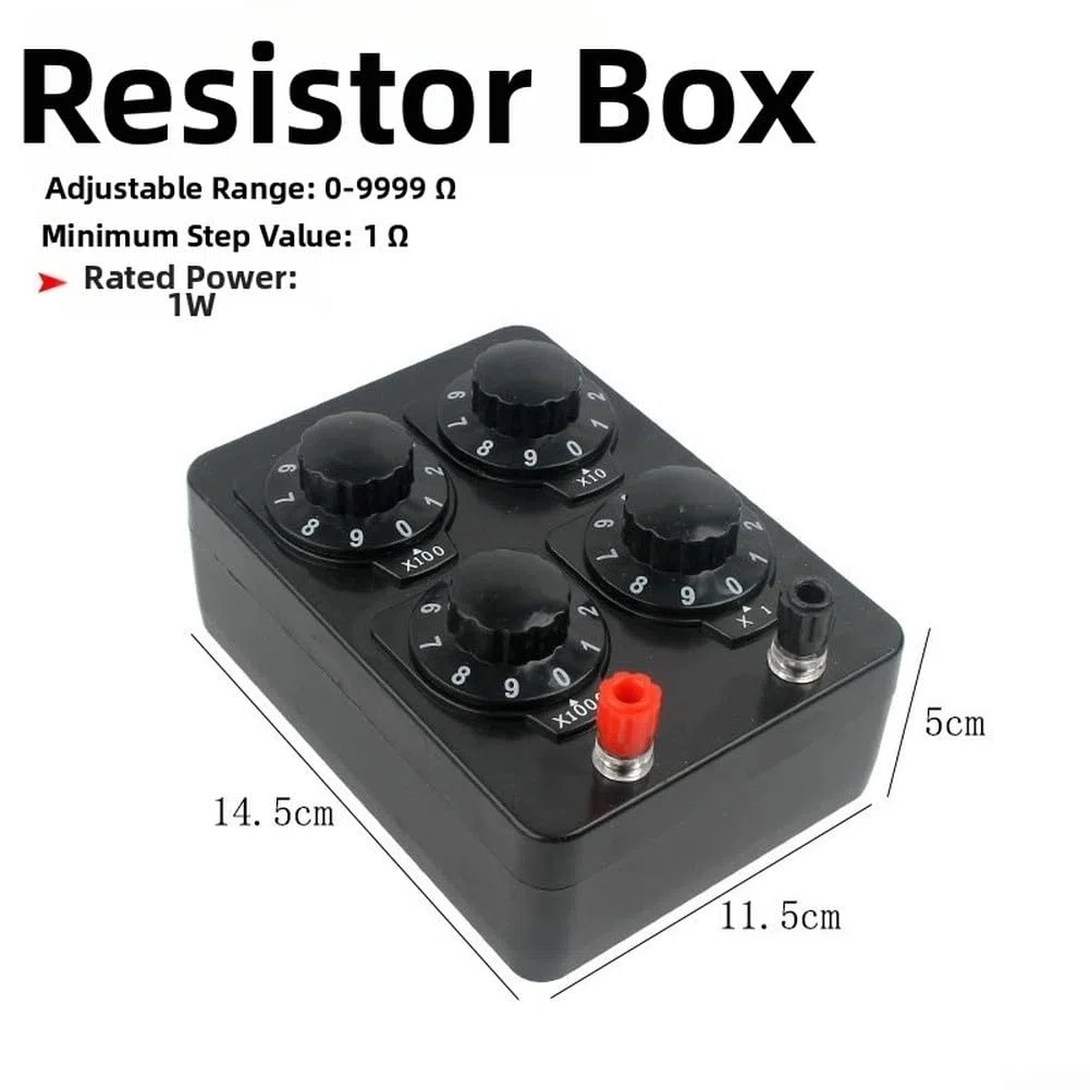 Resistance Decade Box, einstellbarer 0-9999 Ohm Bereich mit 1 Ohm Schritt für präzise Kalibrierung und Lehrexperimente, ABS-Gehäuse unterstützt 1 W Leistung