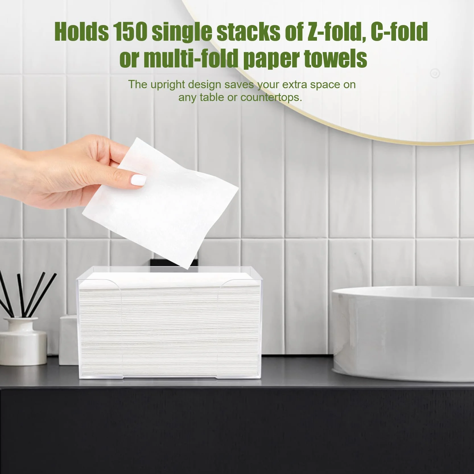 2 Stück Papierhandtuchspender, Acryl Transparenter Tissue Box, Serviettenspender, Paper Towel Dispenser, Gästehandtuchspender für Z-Faltung, C-Faltung Oder Mehrfach Gefaltete Papierhandtücher