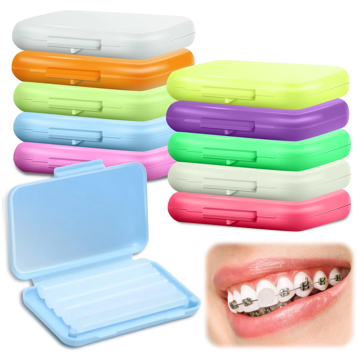 10 Boxen Zahnwachs für Zahnspangen, Zahnspangen Zahnspangen Wachs mit Fruchtgeruch, Zahnpflege Silikon Kieferorthopädisch, Träger Zahnfleischschutz, Zahn (10 Duft)