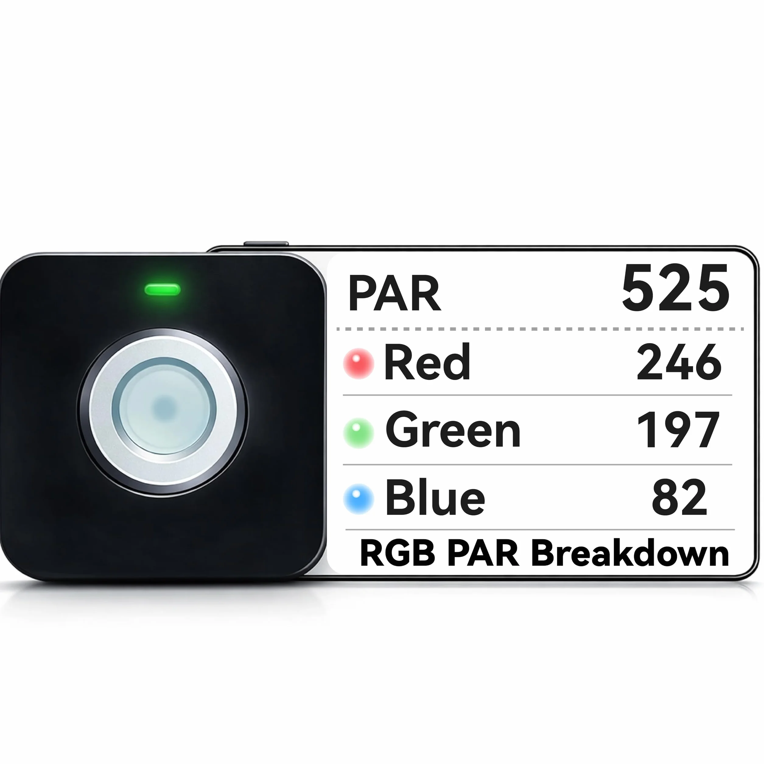 VBR-100 Quanten-PAR-Messgerät 6000 µmol/(m²·s), RGB-PAR-Aufschlüsselung, PPFD-Verteilungs-Mapping, kostenlose App via Bluetooth, Sensorbezeichnung (VBR-100 Plus), keine Spektrumauswahl