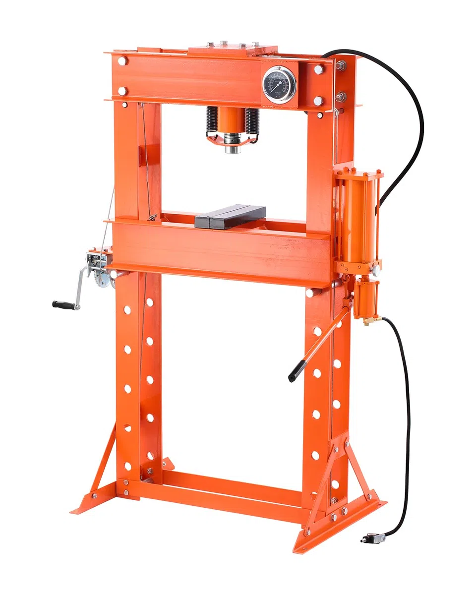 VEVOR hydraulische Werkstattpresse 20 t (H-Rahmen) mit Pressplatte, einstellbare Hydraulikpresse (Max. Zylinder 185 mm) mit Dreieckstütze, geeignet zum Biegen & Richten & Stanzen Orange