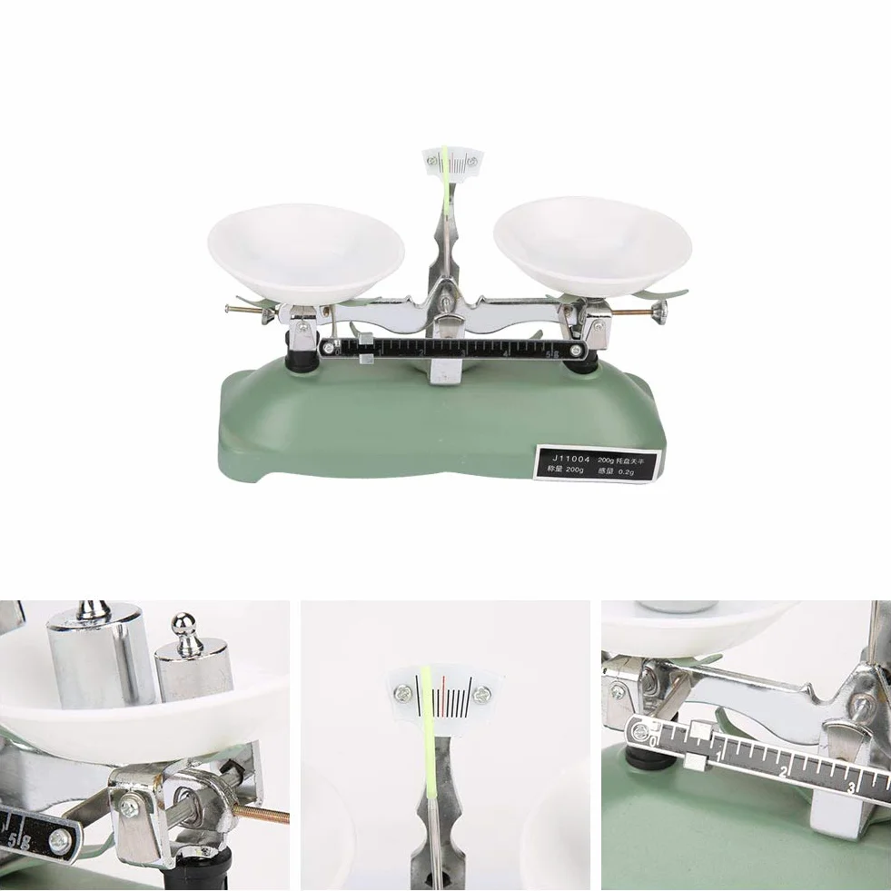 Labor Mechanische Waage, Laborwaage mit Pinzette und 5 Gewichten Labor Mechanische Tray Balance Schmuckwaagen Labor Lehrmittel Hohe Präzision für Das Labor Der Chemischen Physik(200g)