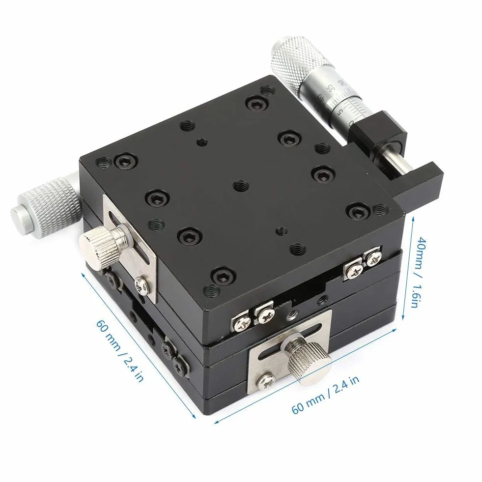 Lineartisch, 60x60x40mm SEMY60-AS Mikrometer Manueller Schiebetisch Trimmplattform Kreuzrollen-Lineartisch Geeignet für Labor-Präzisionsinspektion, manuelle Linearstufen