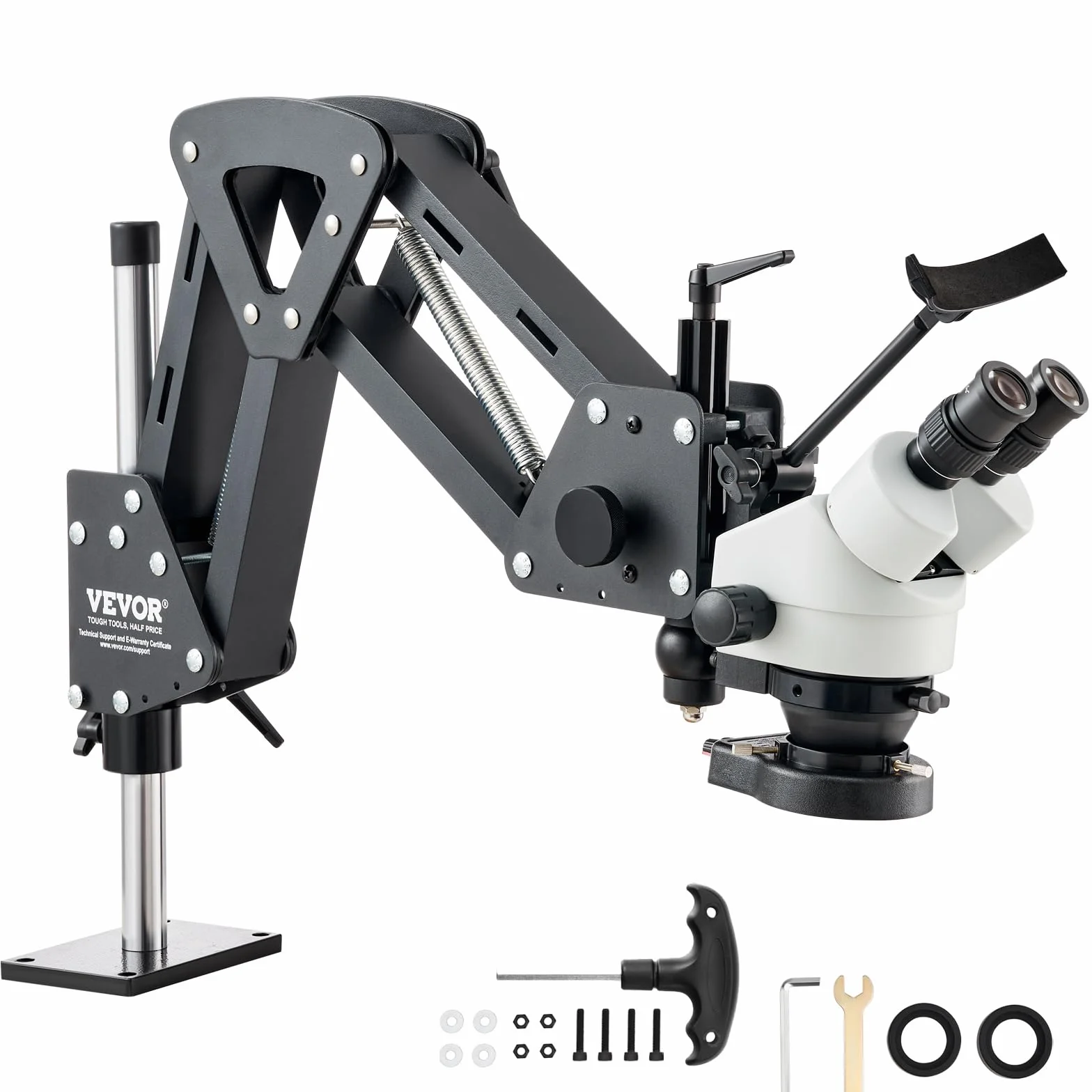 VEVOR Multidirektionales Mikroskop mit Federhalterung, Schmuckmikroskop mit 7- bis 45-facher Vergrößerung, Mikro-Schmuck-Intarsienständer mit integriertem USB-Ring-LED-Licht, Juweliermikroskop