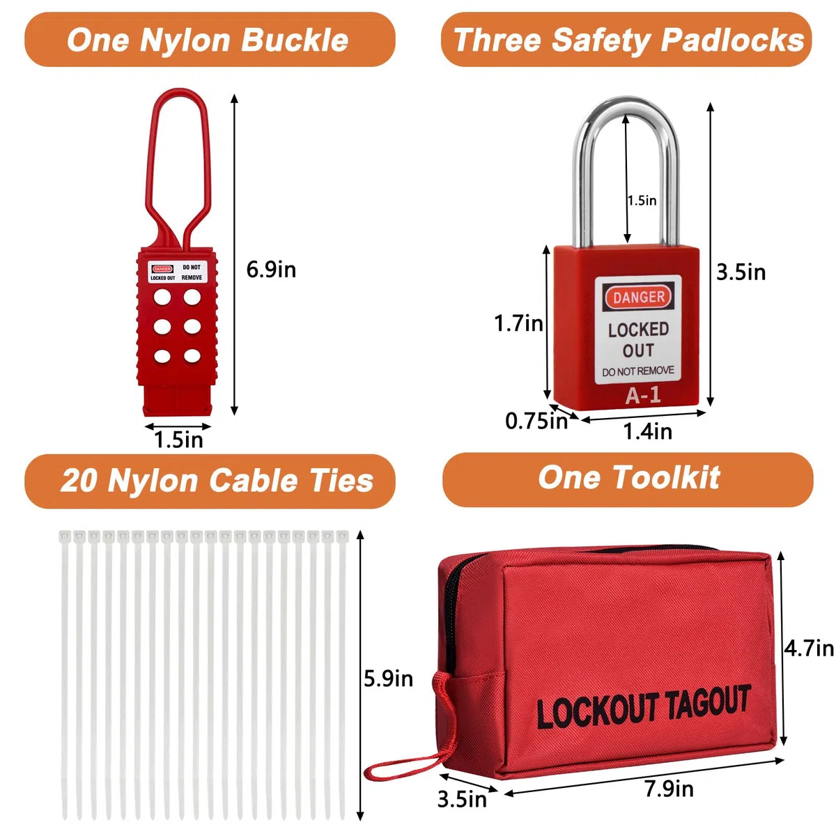 Lockout-Tagout-Kit, Lock-Out-Tagout-Kits, elektrisch, Lloto-Kit | OSHA-konformes Lockout-Set, Aussperrschlösser und Schlüssel, Aussperrschild, Loto-Kit, Lockout-Tagout, Loto-Schlösser
