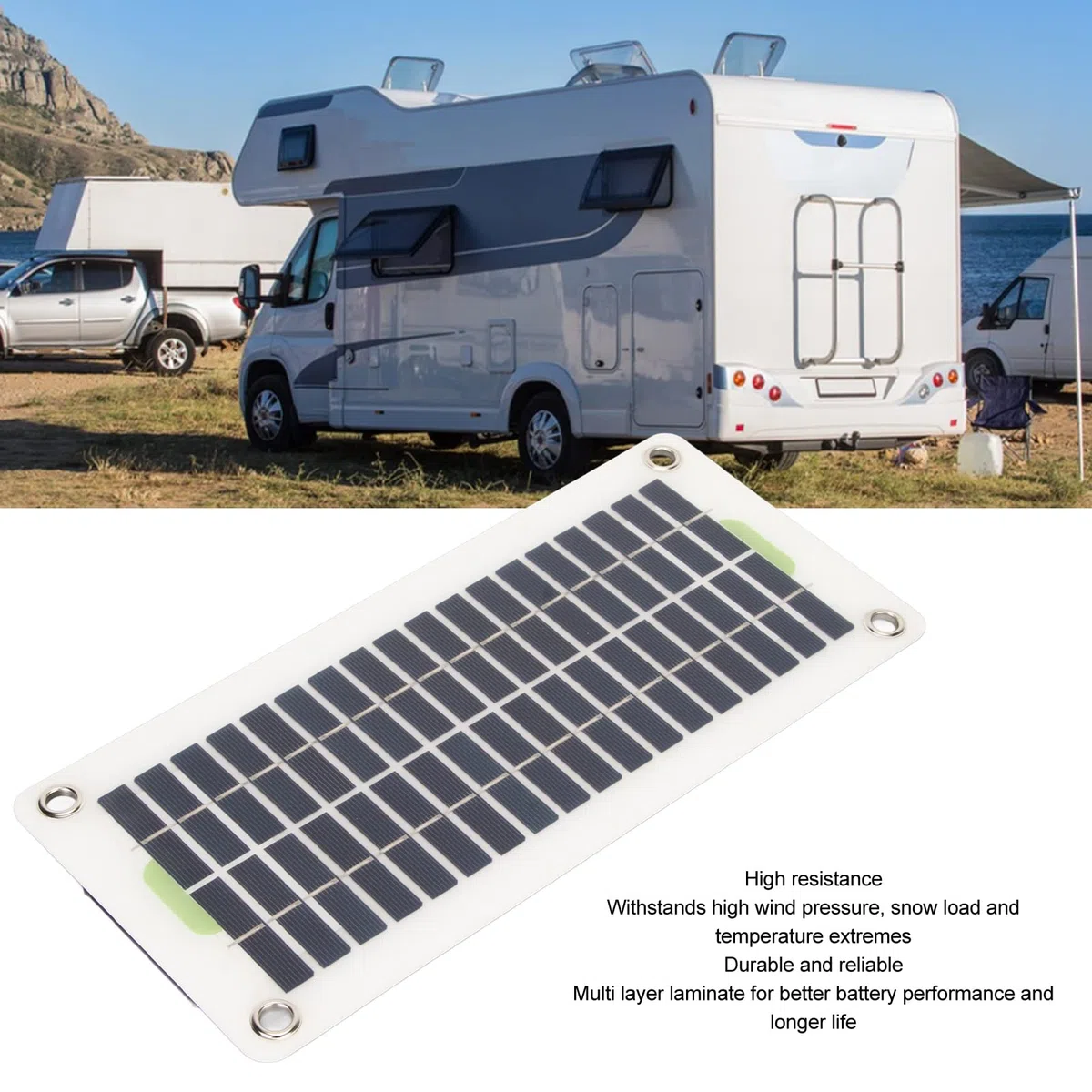 Tragbares Solarmodul 30W 12V, Wasserdichtes Solarladegerät Kit für Auto, Wohnmobil, Boot, Camping mit Zigarettenanzünder