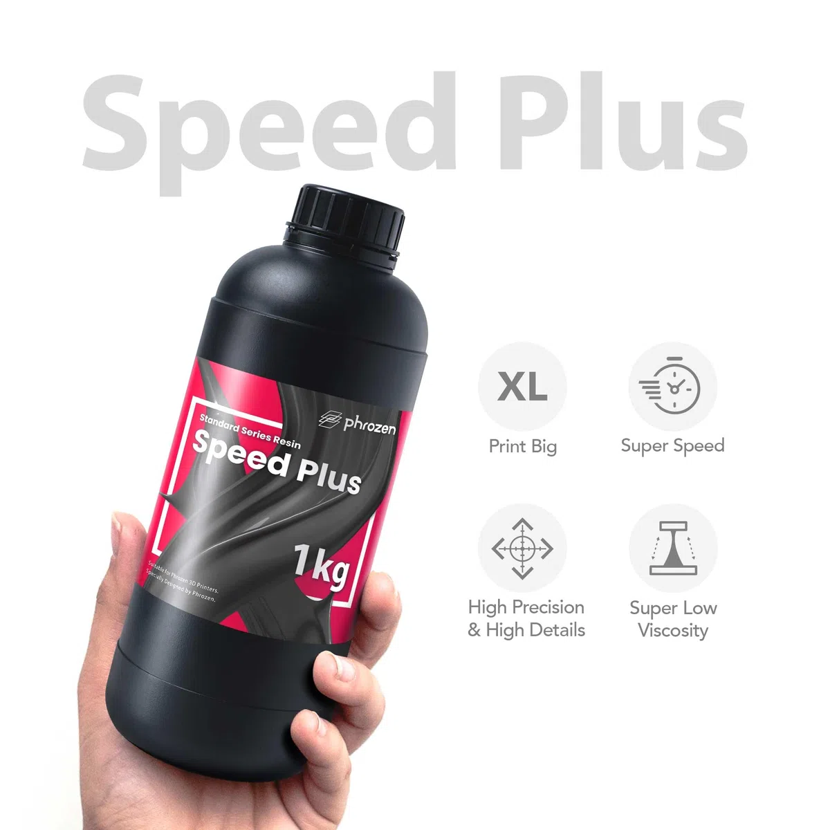 Phrozen Speed Plus Resin |Rapid Resin mit Hohe Präzision | 405nm Standard Photopolymer Druck Harz | 3D Drucker Resin für SLA/DLP/LCD 3D Printer - Schwarz (1kg)