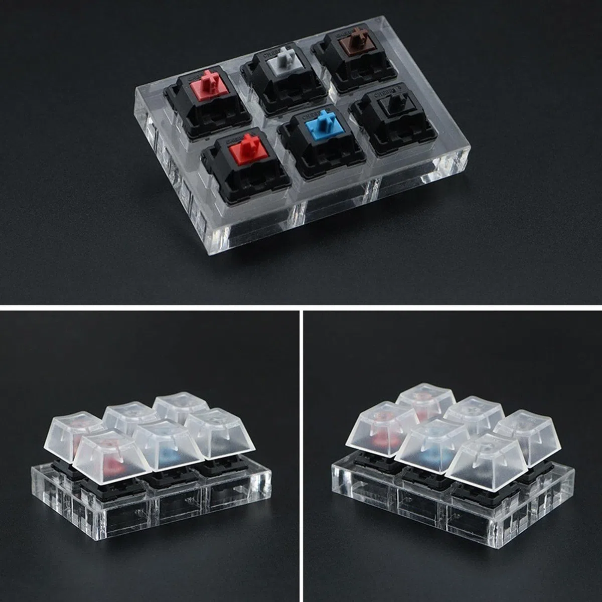 Key Switch Tester Mechanische Schalter Tester Kit Acryl Basis Abnehmbar Transparents Keycap Einfach Austauschbar für Elektronik Computer, für Cherry 6 Tasten