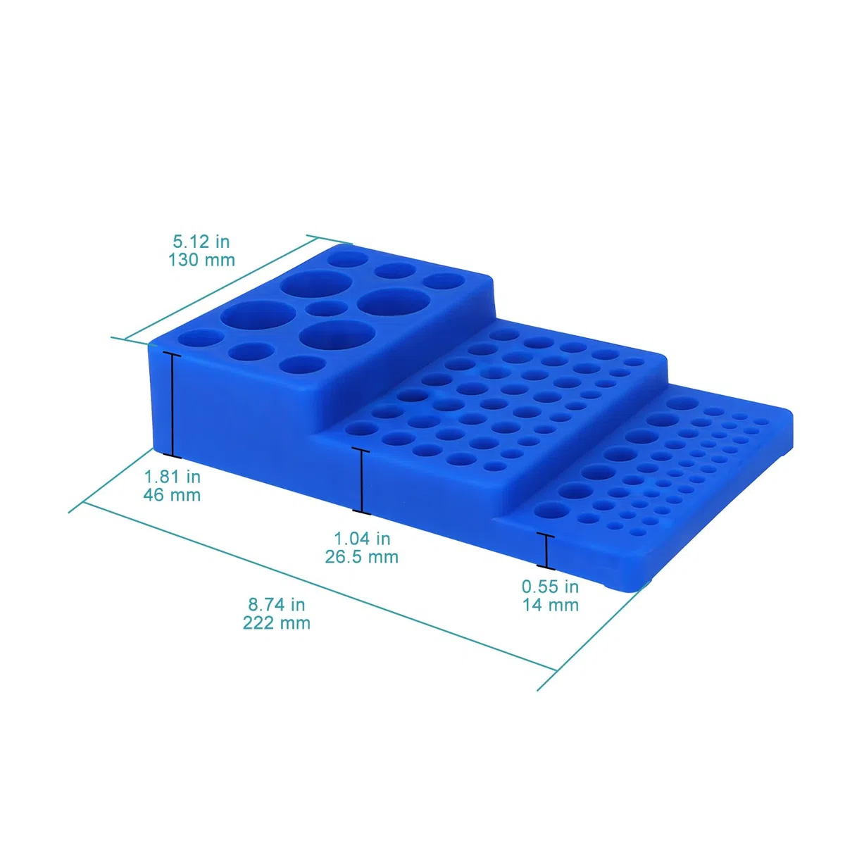 stonylab Zentrifugen Röhrchen Rack (1er-Pack), 92-Brunnen Multifunktionell Abgestuftes Design Trapezförmiges Zentrifugenröhrchengestell aus Kunststoff, Hochtemperaturbeständig, Blau