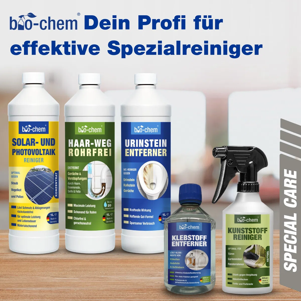 bio-chem Solarreiniger PV Photovoltaik Konzentrat 3x 1L | Bis 1:20 verdünnbar | für Solar- und Photovoltaikflächen, tiefenwirksam und materialschonend