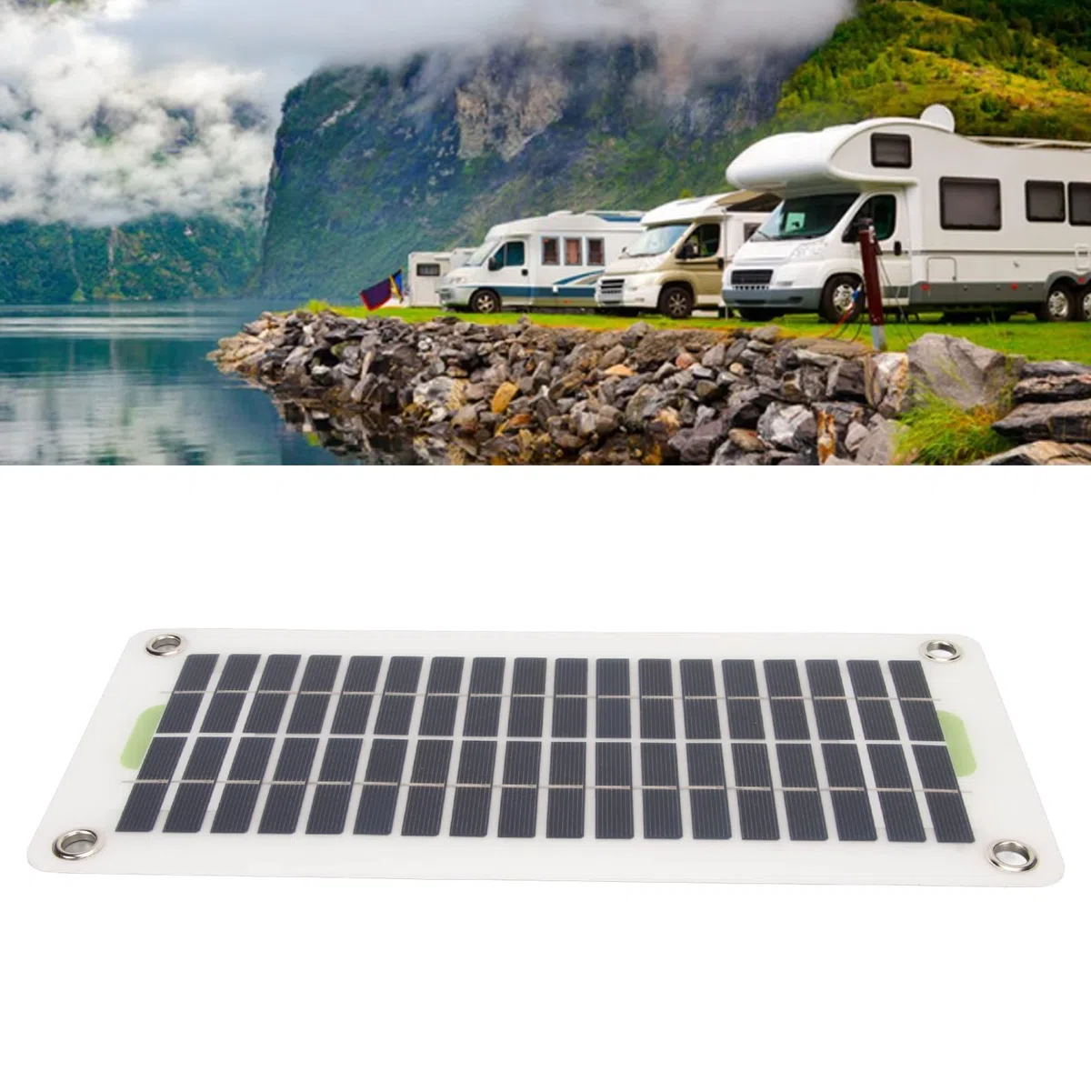 Tragbares Solarmodul 30W 12V, Wasserdichtes Solarladegerät Kit für Auto, Wohnmobil, Boot, Camping mit Zigarettenanzünder