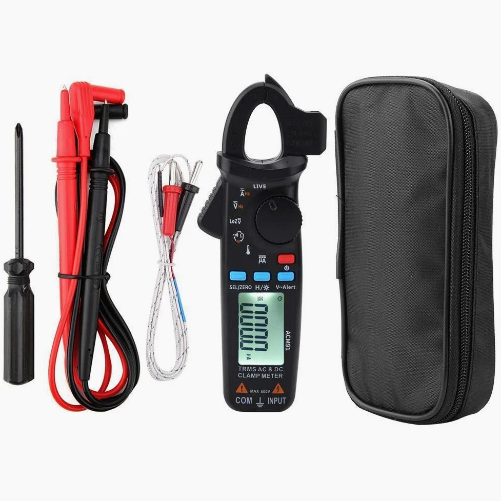 Clamp Meter, AC M91 1mA AC/DC Digitales Zangenmessgerät True RMS 6000 Zählt Meter Niedrige Impedanz Spannungsprüfer Tester Schwarz