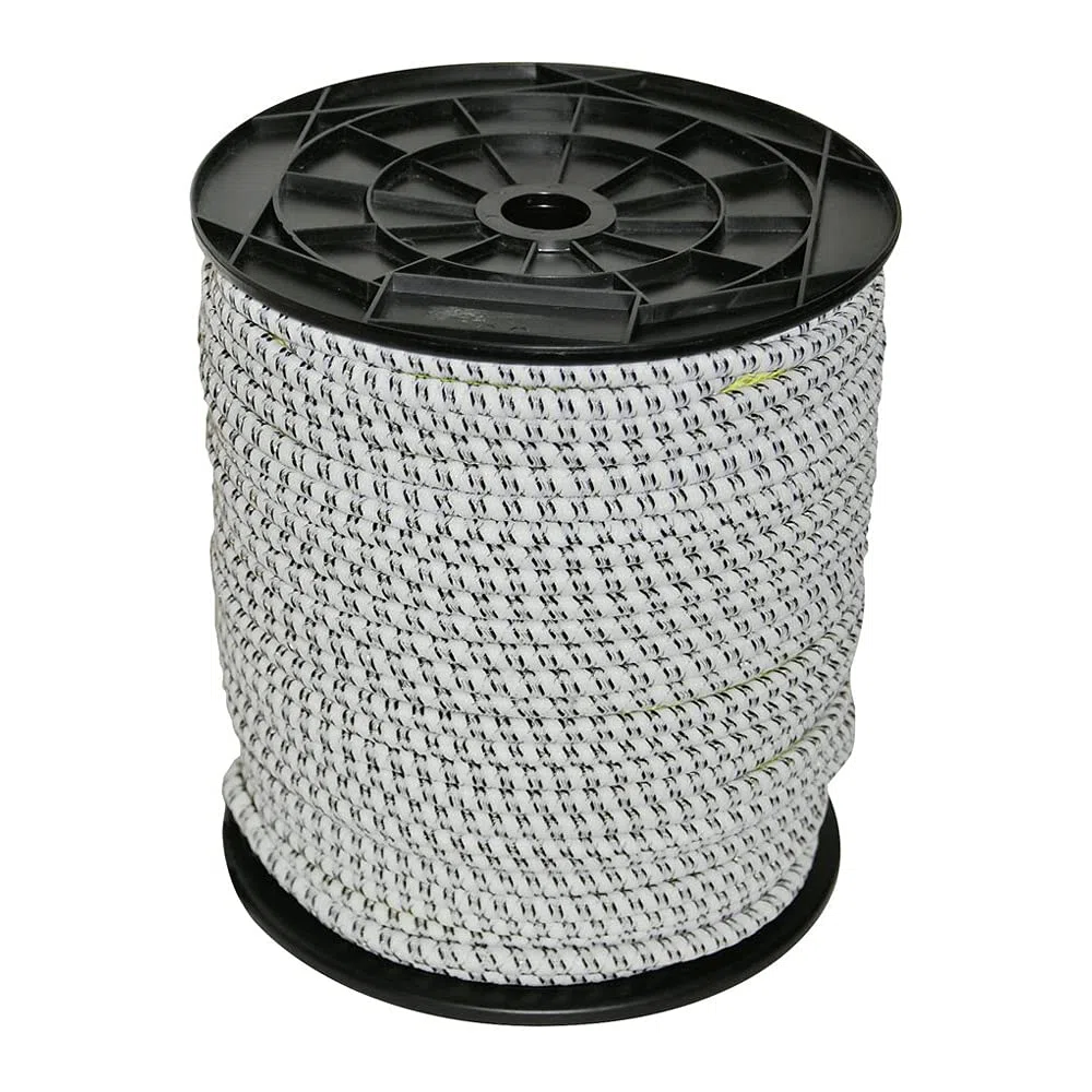 Kerbl Gummi Elektroseil (weiß/schwarz, 50 m Länge, 7 mm Durchmesser, Tierzaun, Zubehör Weidetiere, Tierzubehör) 441891