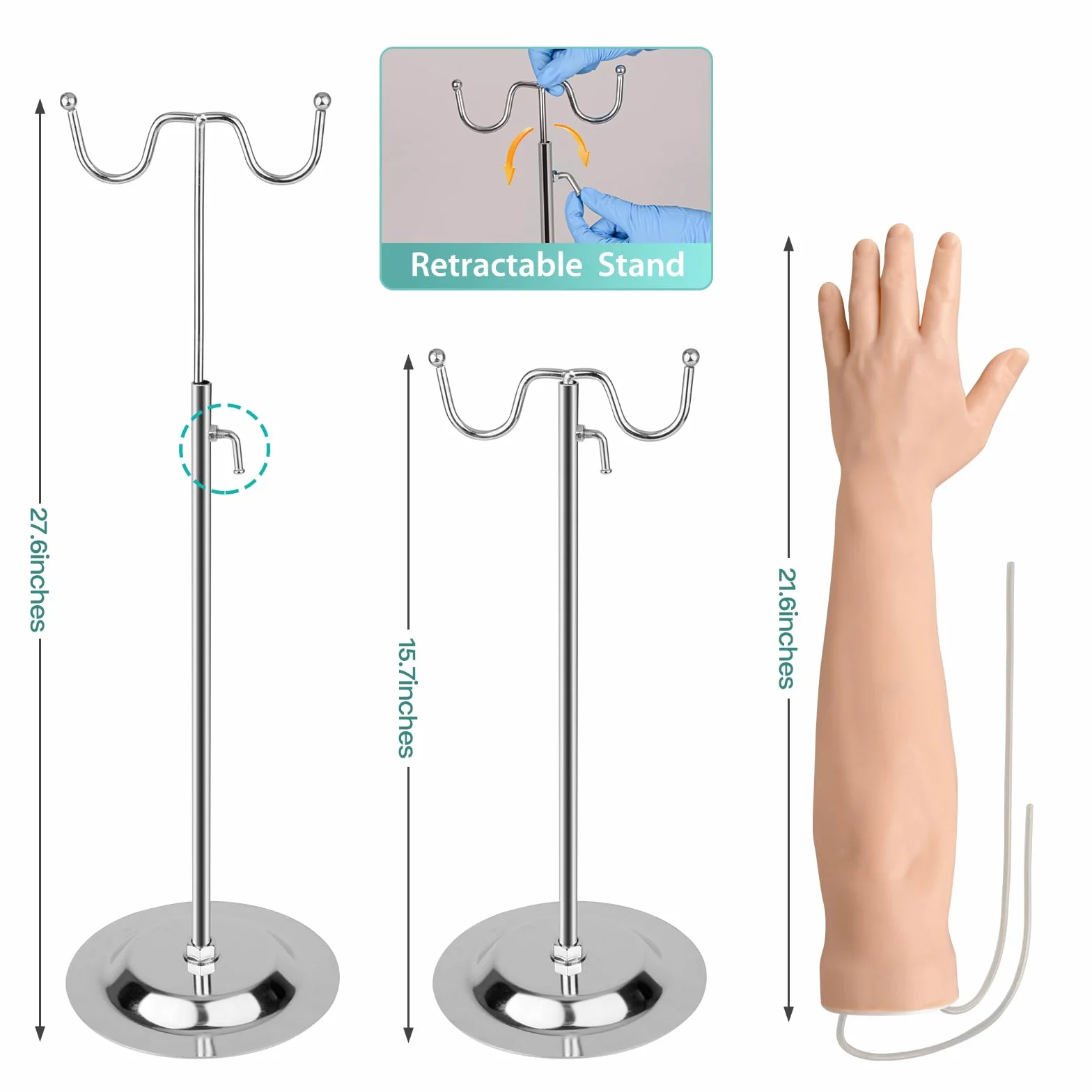 IV Übungsarm-Set für Krankenpflegestudenten, Latexfrei, mit Tragbarem Koffer (nur für Bildungszwecke)