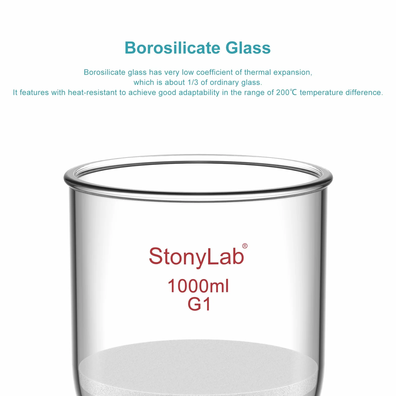 StonyLab Borosilikatglas Buchner Filtertrichter mit grober Fritte, 113mm Scheibendurchmesser, 110mm Tiefe, mit 24/40 Standard Taper Innengelenk (1L)