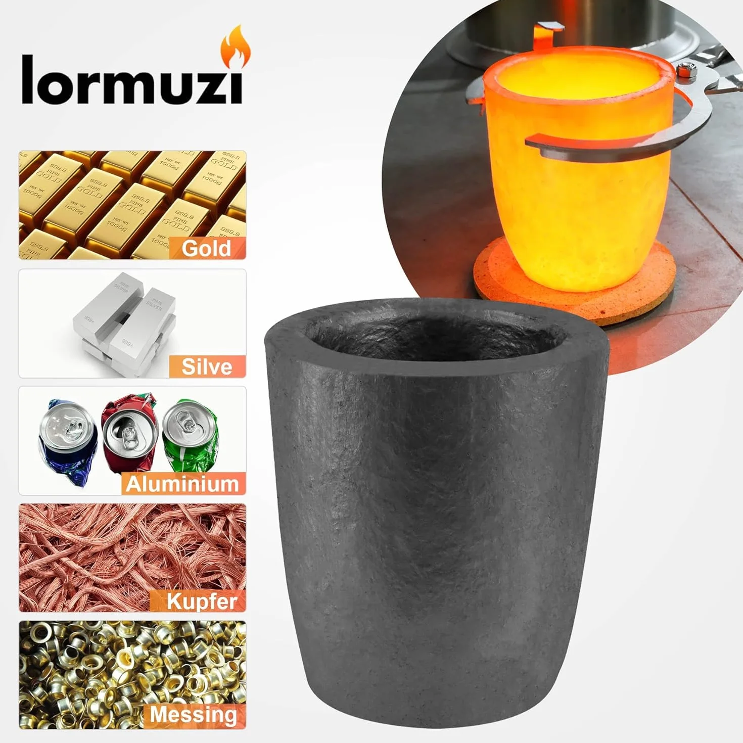 #5s (7kg) Graphite Crucible for Metal Melting Casting Refining Gold Silver Copper Brass Aluminum