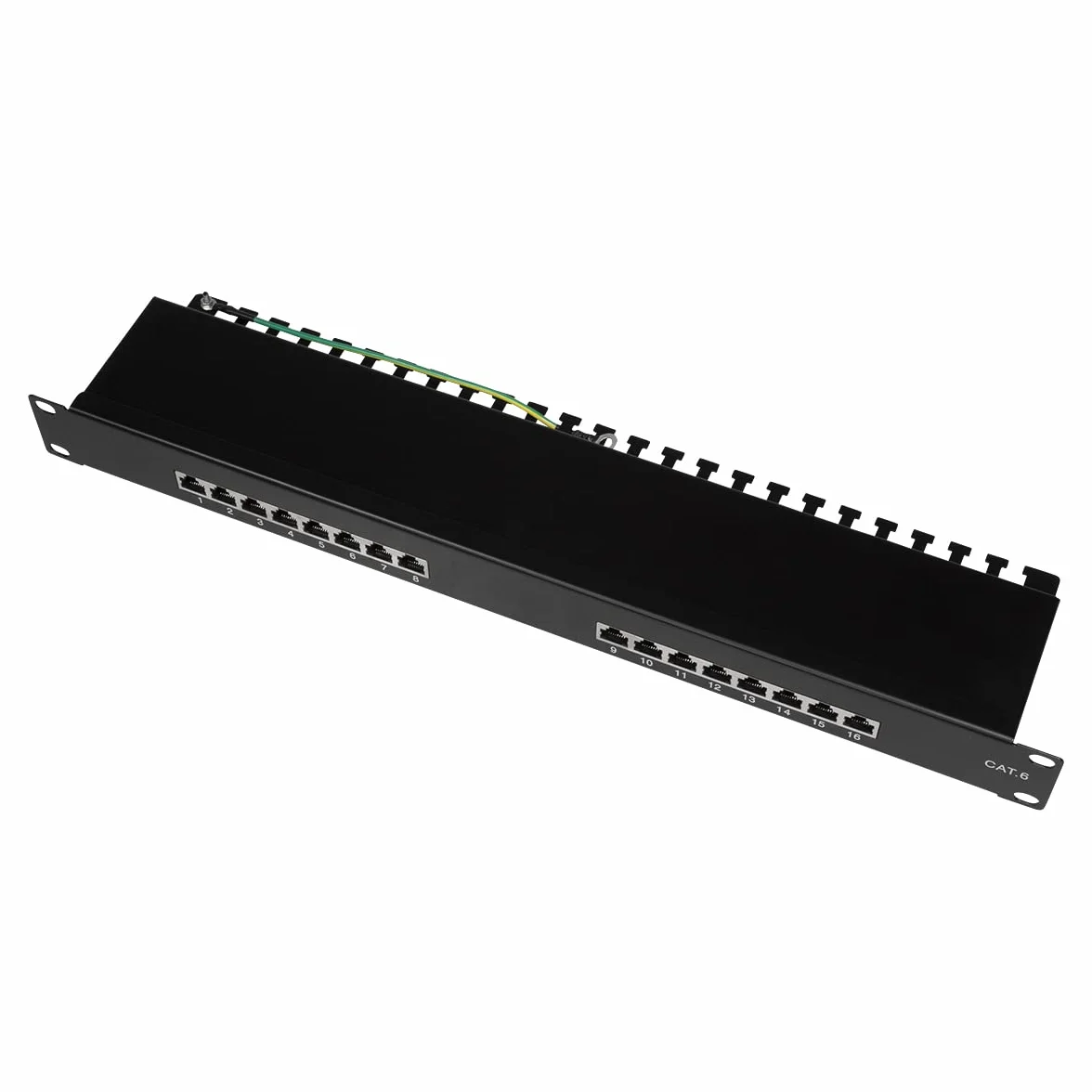 Logilink Professional EconLine Cat.6 (250 MHz) Patchpanel - Verteilerfeld, 19", STP (geschirmt) 16-Port (RJ45), NP0057, Schwarz