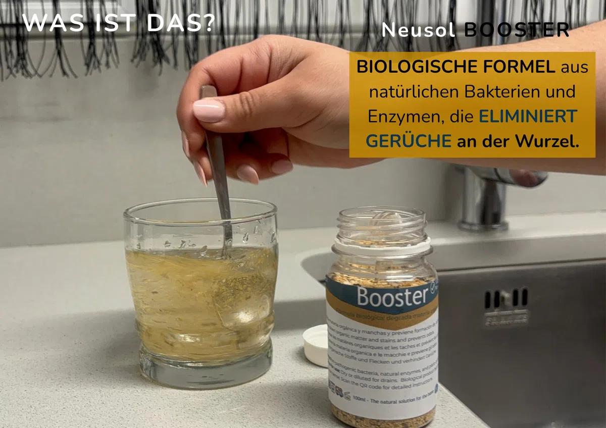 Booster – Biologische Behandlung mit aktiven Enzymen, beseitigt die Ursache von schlechten Gerüchen und organischen Abfällen in der Küche, Waschmaschine, Rohreimer, Haustiere, für den privaten