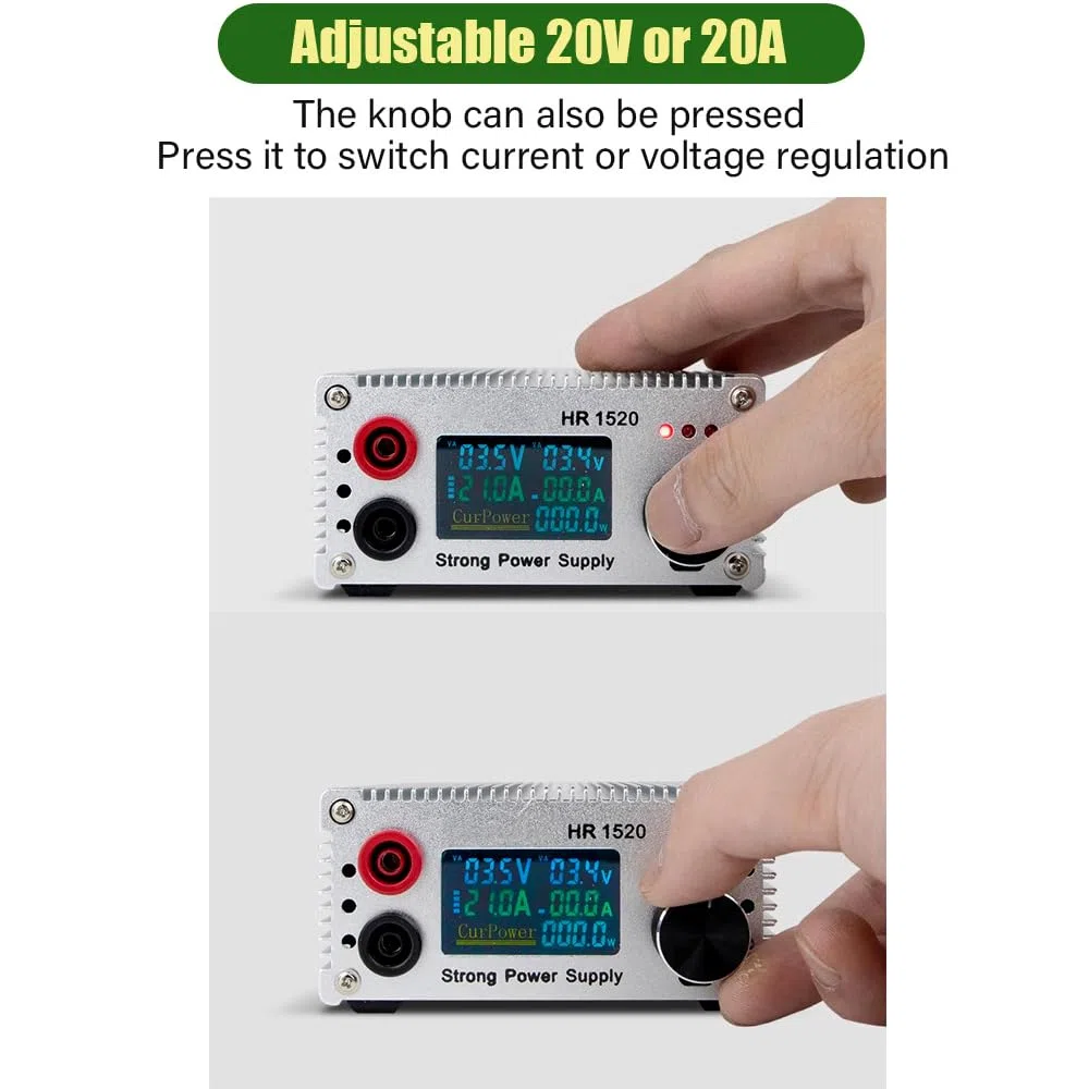 Generic HR1520 Professioneller Motherboard-Kurzschlusstester, 15 V, 20 A, Einstellbarer Ausgang mit Digitalanzeige und Leisem Lüfter für Laptop-Reparatur und Prüfung Elektronischer (EU-Stecker)