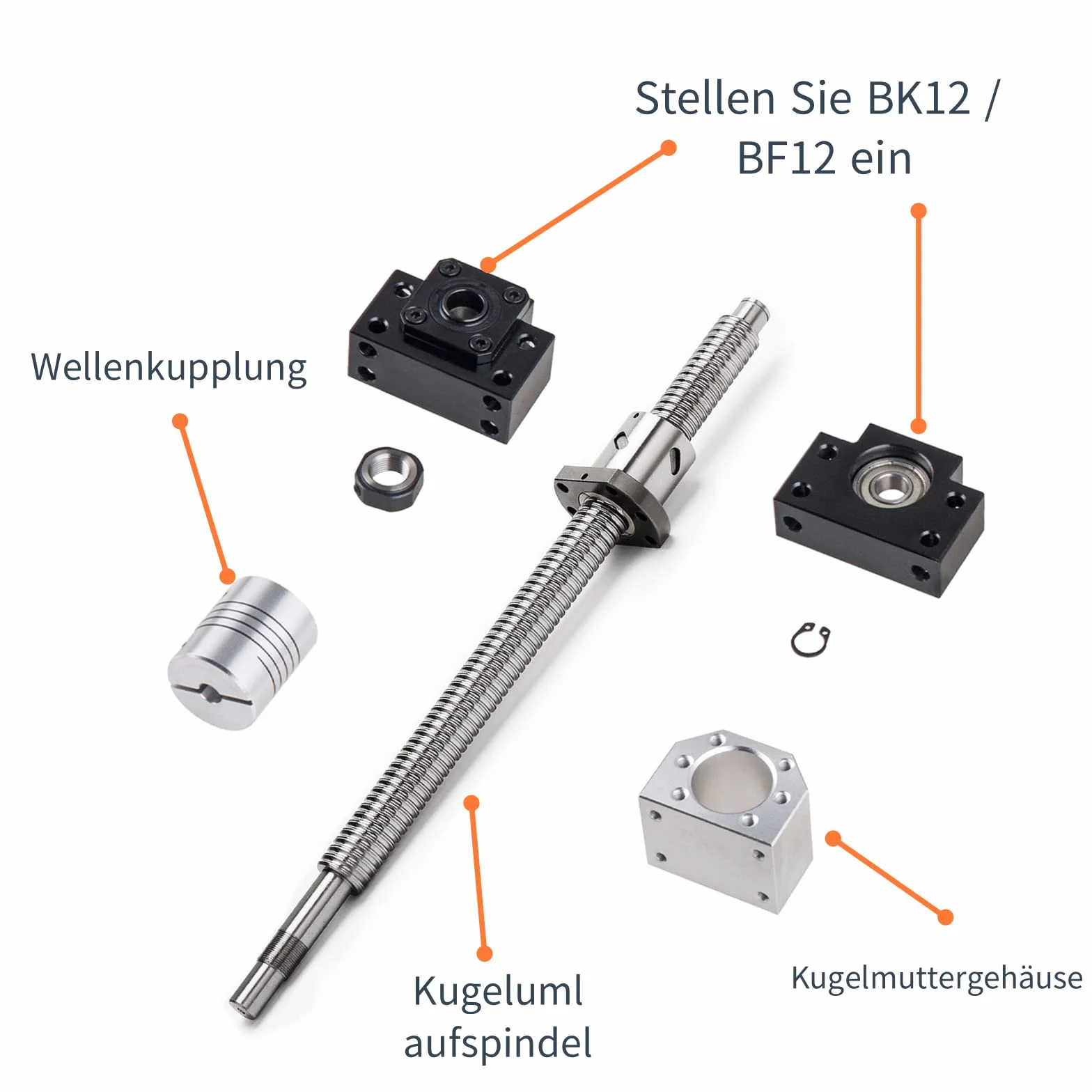 SFU1605 Kugelumlaufspindel 1050mm Gewindespindel Edelstahl Kugelumlaufspindel
