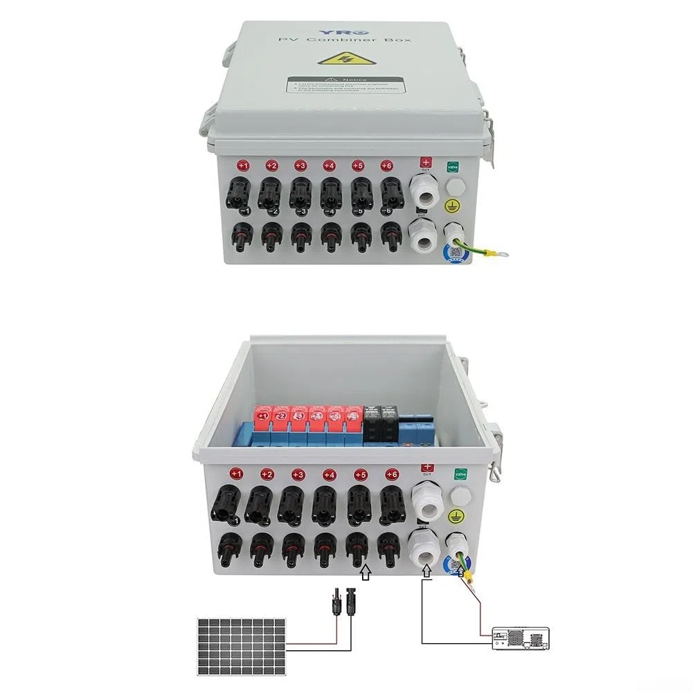 6-saitige Solar-PV-Kombinatorbox mit DC-Sicherung und Überspannungsableiter bietet Schutz für private und mobile Solarstromanlagen