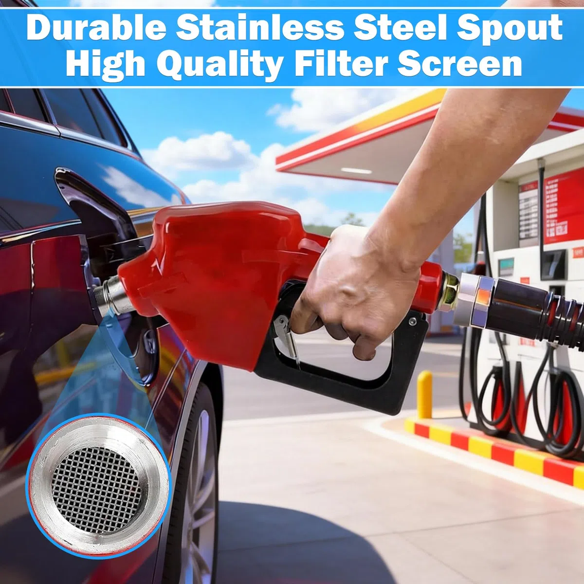Automatische Diesel Zapfpistole, Automatische Kraftstoffdüse, Aluminiumlegierung Treibstoff Pistole Zapfpistole Mit Automatischer Abschaltung Für Benzin, Diesel, Kerosin (Rot)