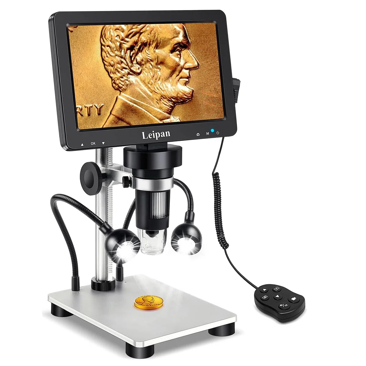 Leipan 7" LCD Mikroskop Digital 1200X mit Bildschirm, 12MP USB Microscope für 1080P Video, inkl., Beleuchtung & Fernbedienung, Kompatibel mit Windows/Mac OS