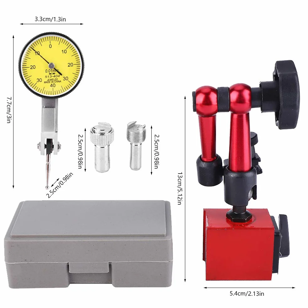 Flexibler Magnet Messstativ, Magnetischer Messgeräteständer Mit Hebel Messuhr, Für Messung Von Oberflächen In Engen Oder Vertieften Bereichen Zifferblatt 0-0,8 Mm Präzision 0.01mm