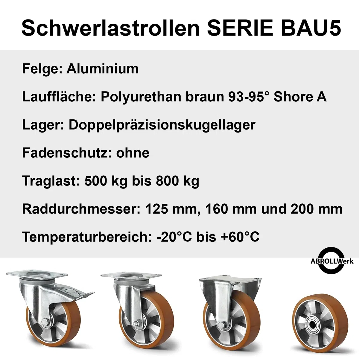 Schwerlast Einbaurad 200 x 50 mm – 800 kg Traglast – Aluminiumfelge & Polyurethan Lauffläche – Doppelkugellager – Ersatzrad für Industrie & Transport – Rad 200x50 mm